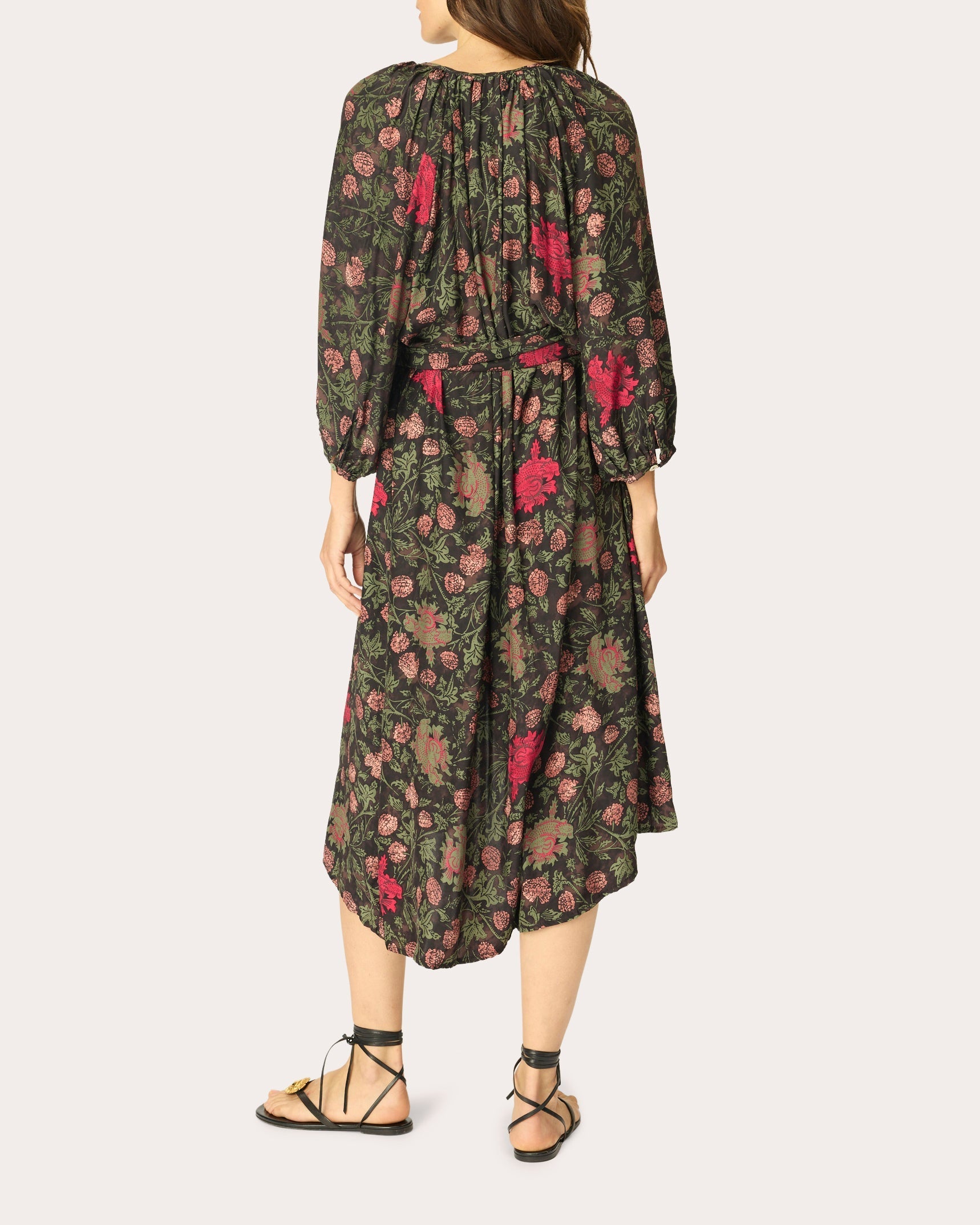Alex Floral Silk Belted Button-Up Midi Dress