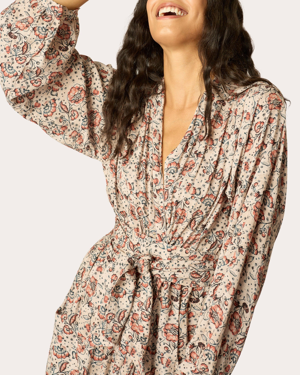 Nico Floral Belted Long-Sleeve Maxi Dress