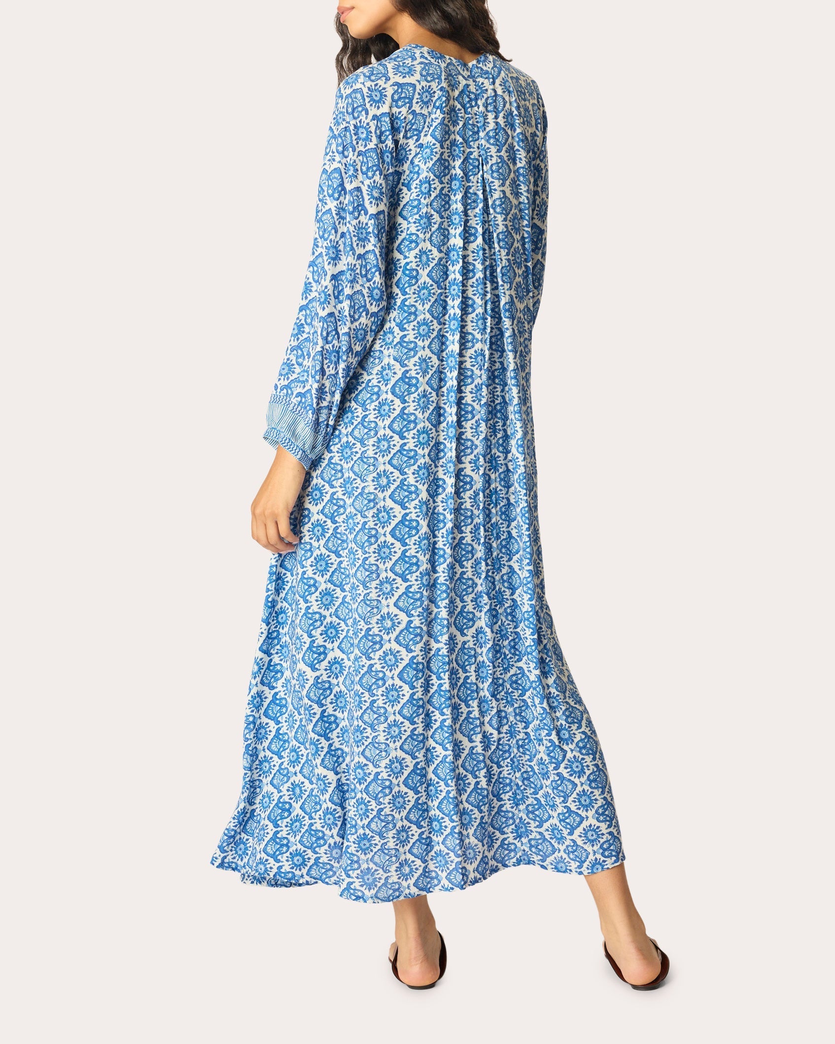 Fiore Fleur de Lis Pleated A-Line Maxi Dress