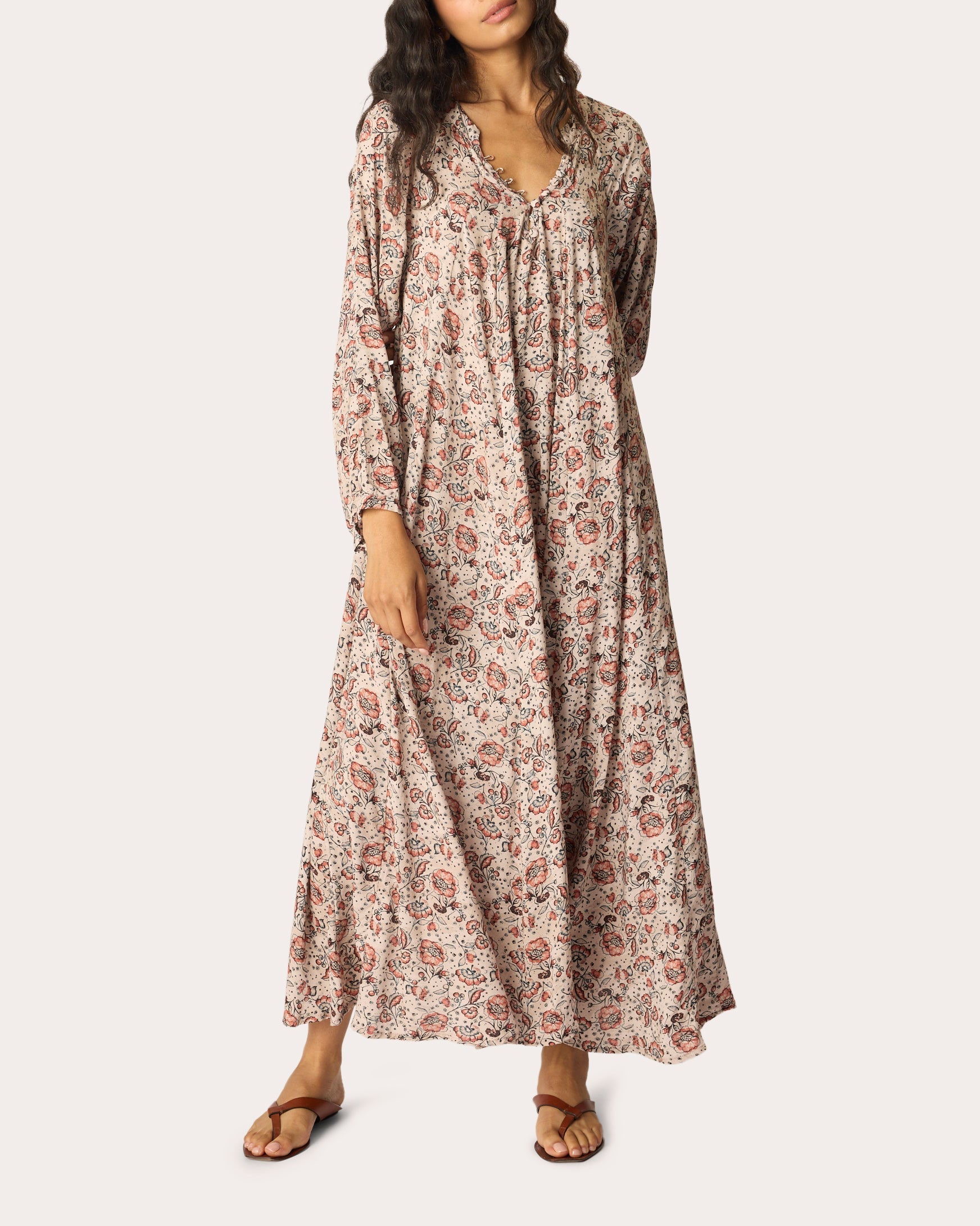 Fiore Floral Pleated A-Line Maxi Dress