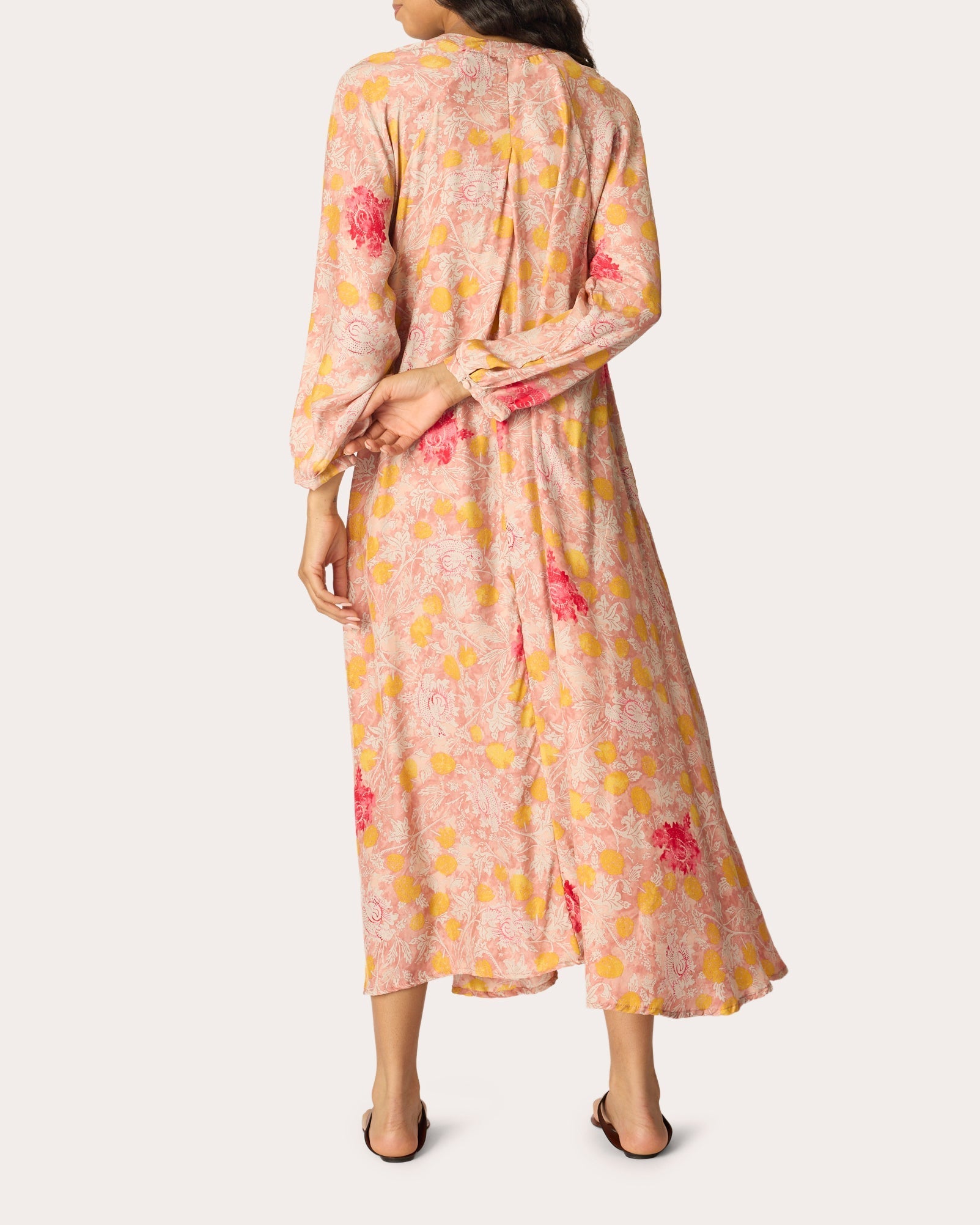 Fiore Floral Silk Pleated A-Line Maxi Dress