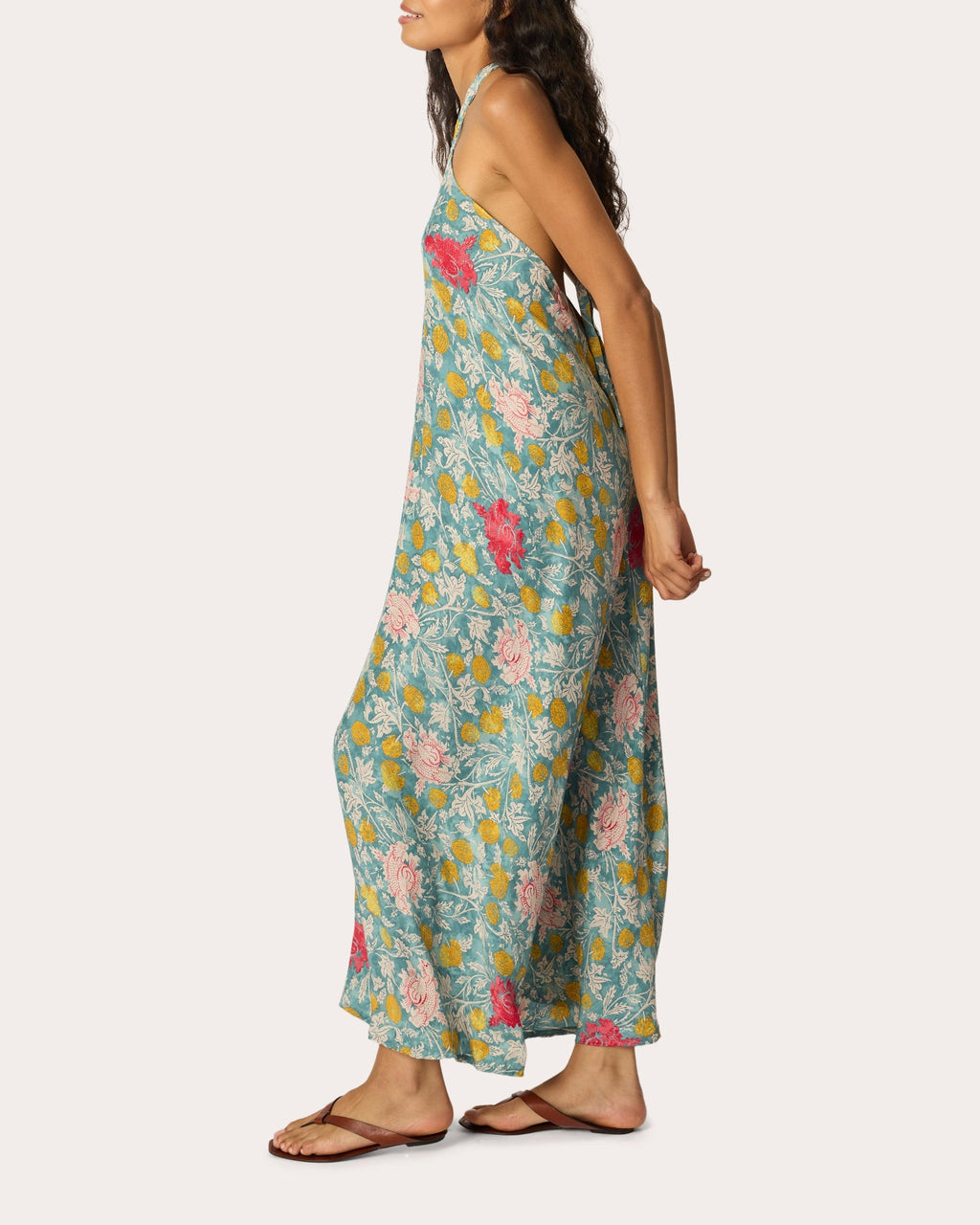 Lola Floral Silk Halter Maxi Dress