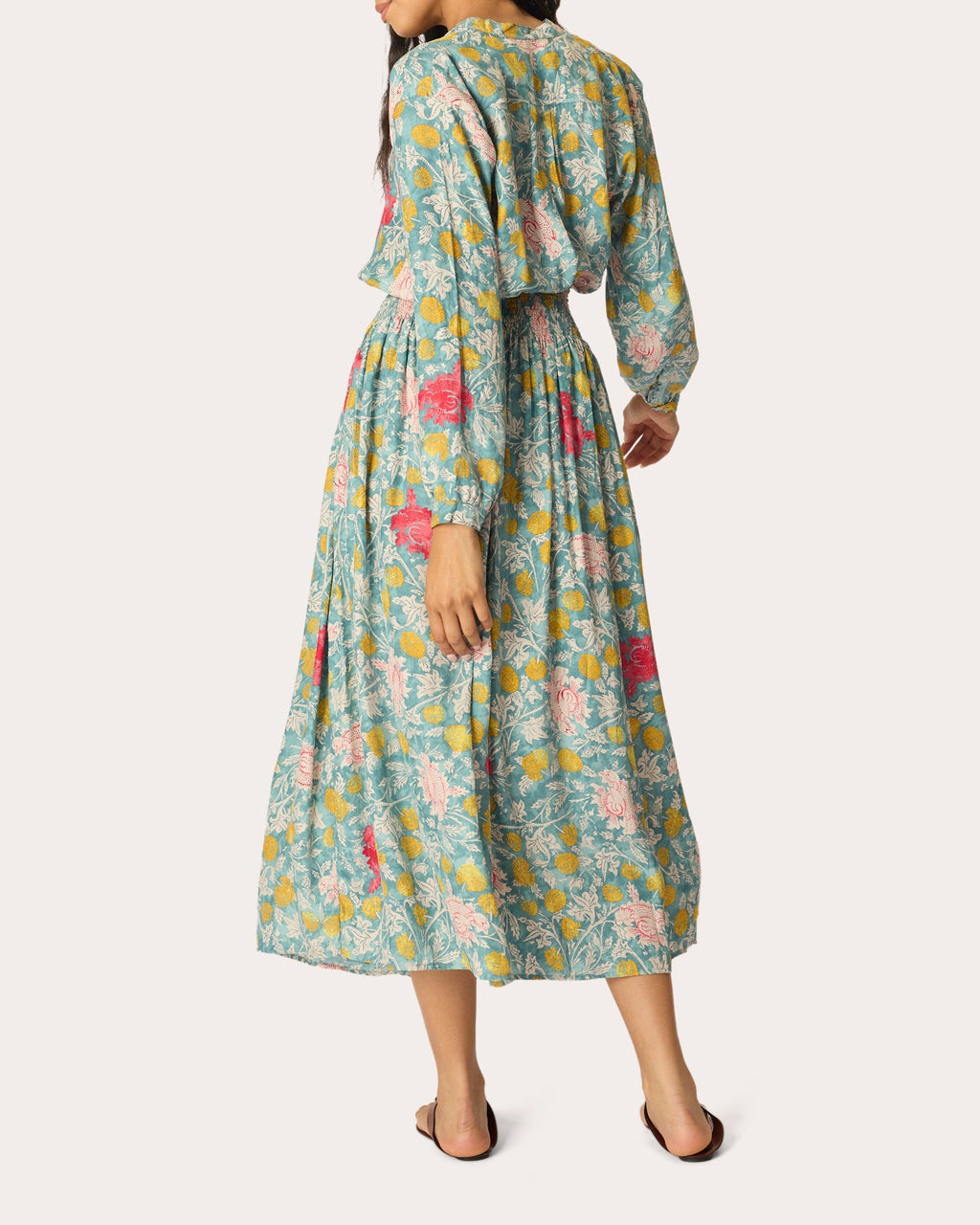 Bella Floral Silk Smocked Midi Skirt