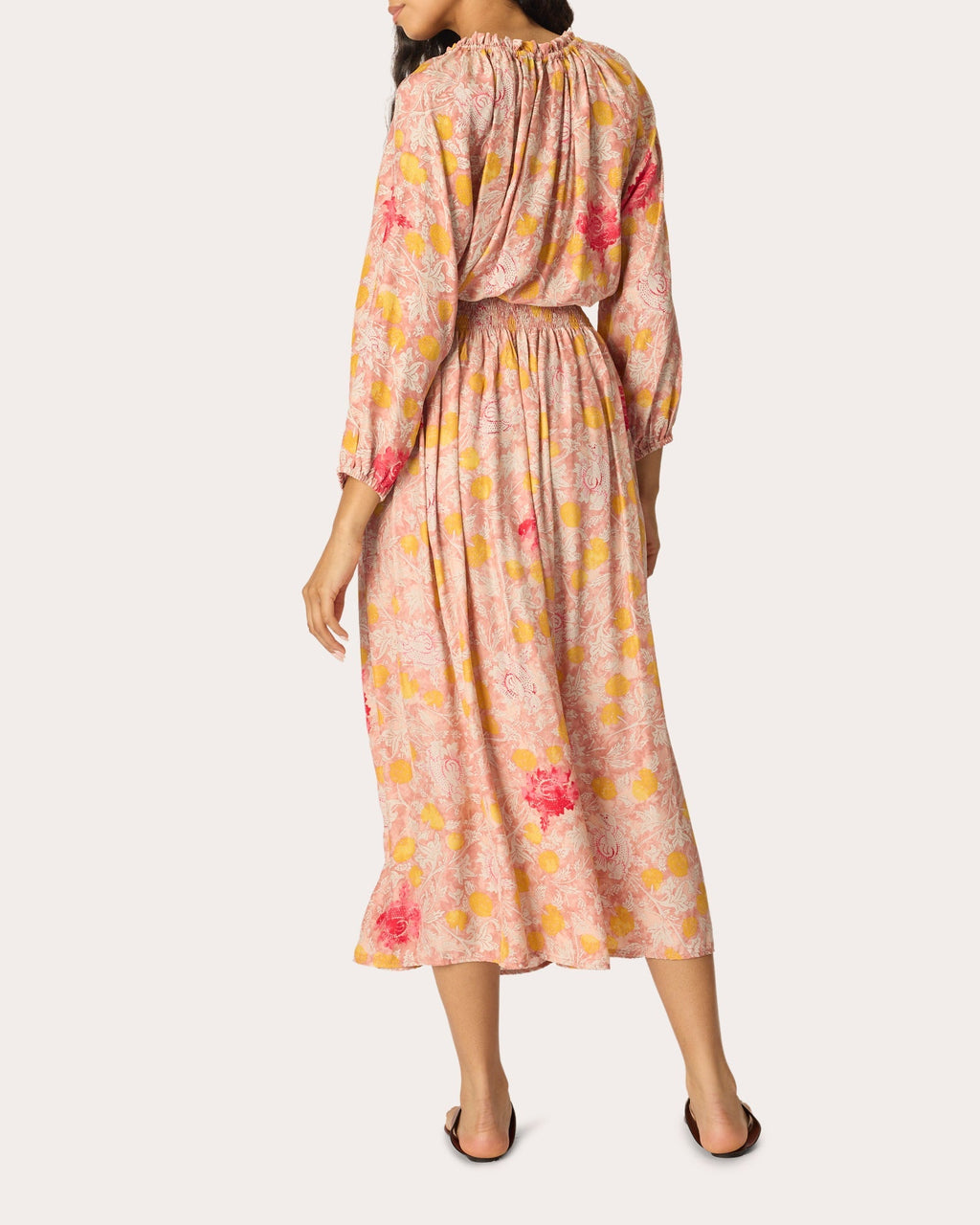 Bella Floral Silk Smocked Midi Skirt