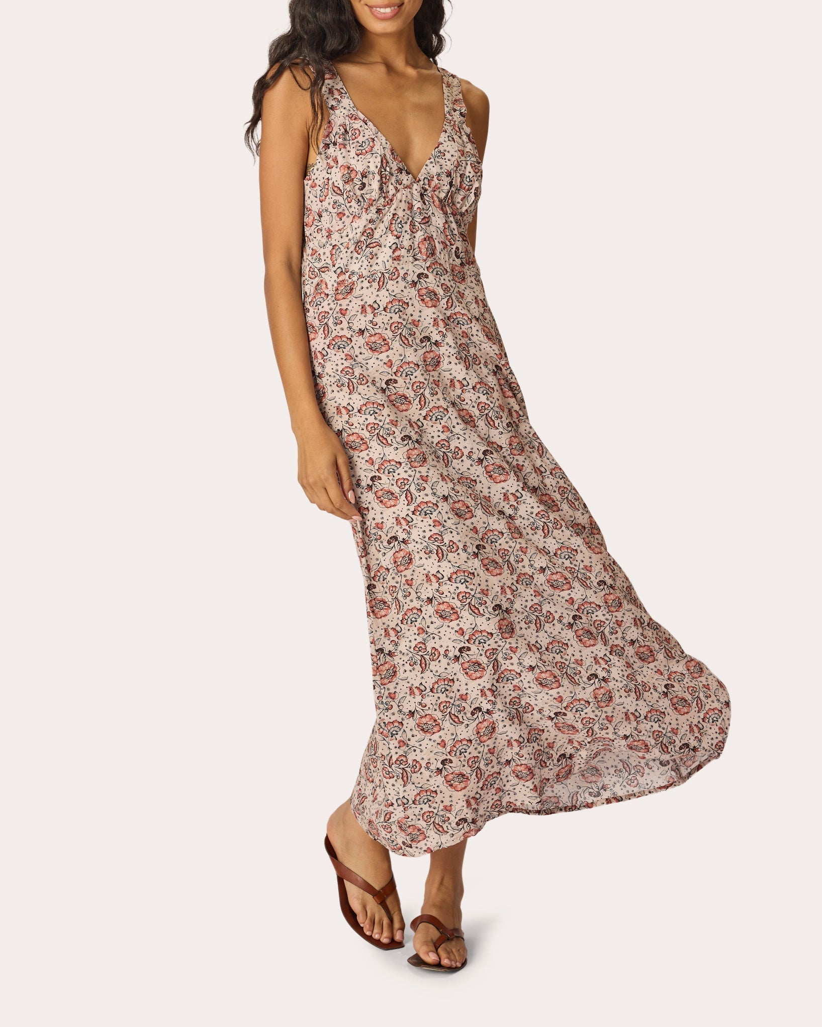 Jackie Floral Bias-Cut A-Line Maxi Dress