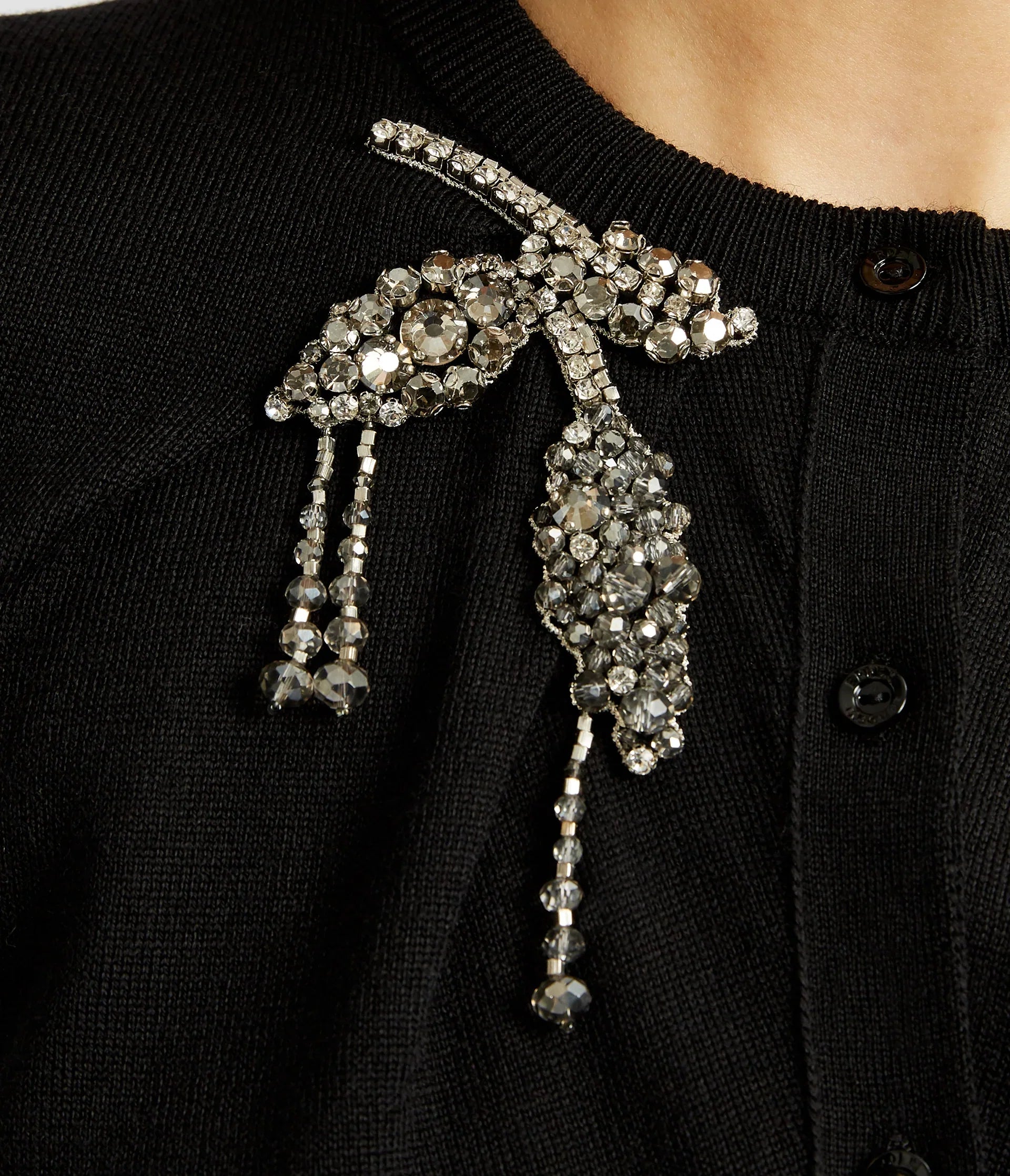Cropped Crystal-Embellished Wool Cardigan
