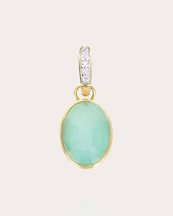 Small Lattementa 18K Gold Jadeite Rock Crystal and Diamond Pendant