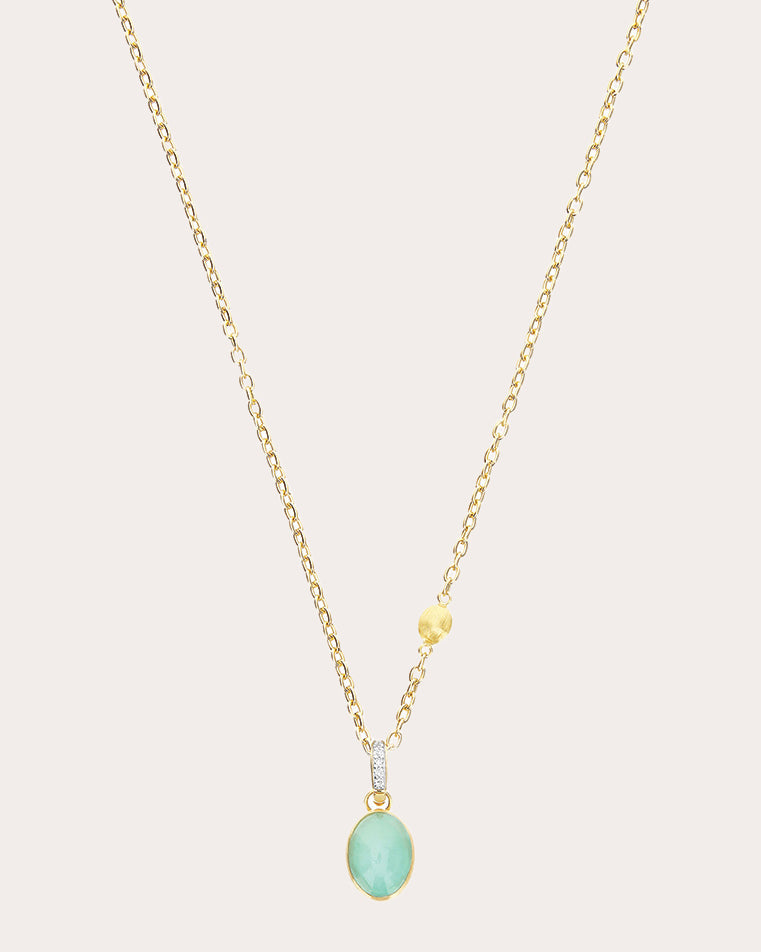 Small Lattementa 18K Gold Jadeite Rock Crystal and Diamond Pendant