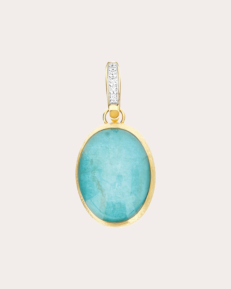 Medium Anice 18K Gold Amazonite Rock Crystal and Diamond Pendant