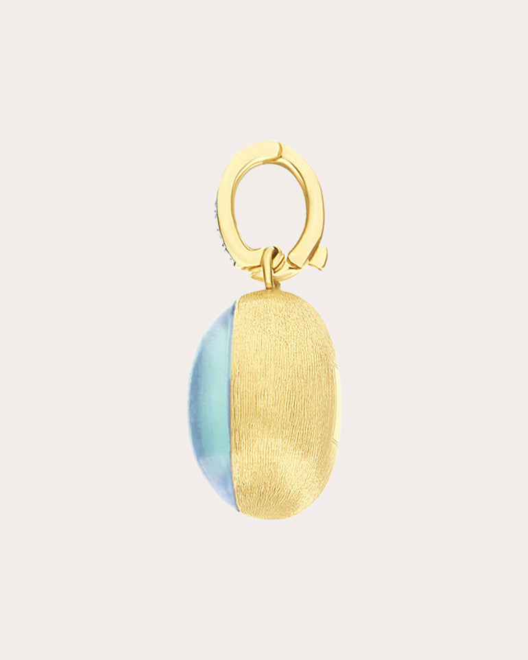Medium Anice 18K Gold Amazonite Rock Crystal and Diamond Pendant
