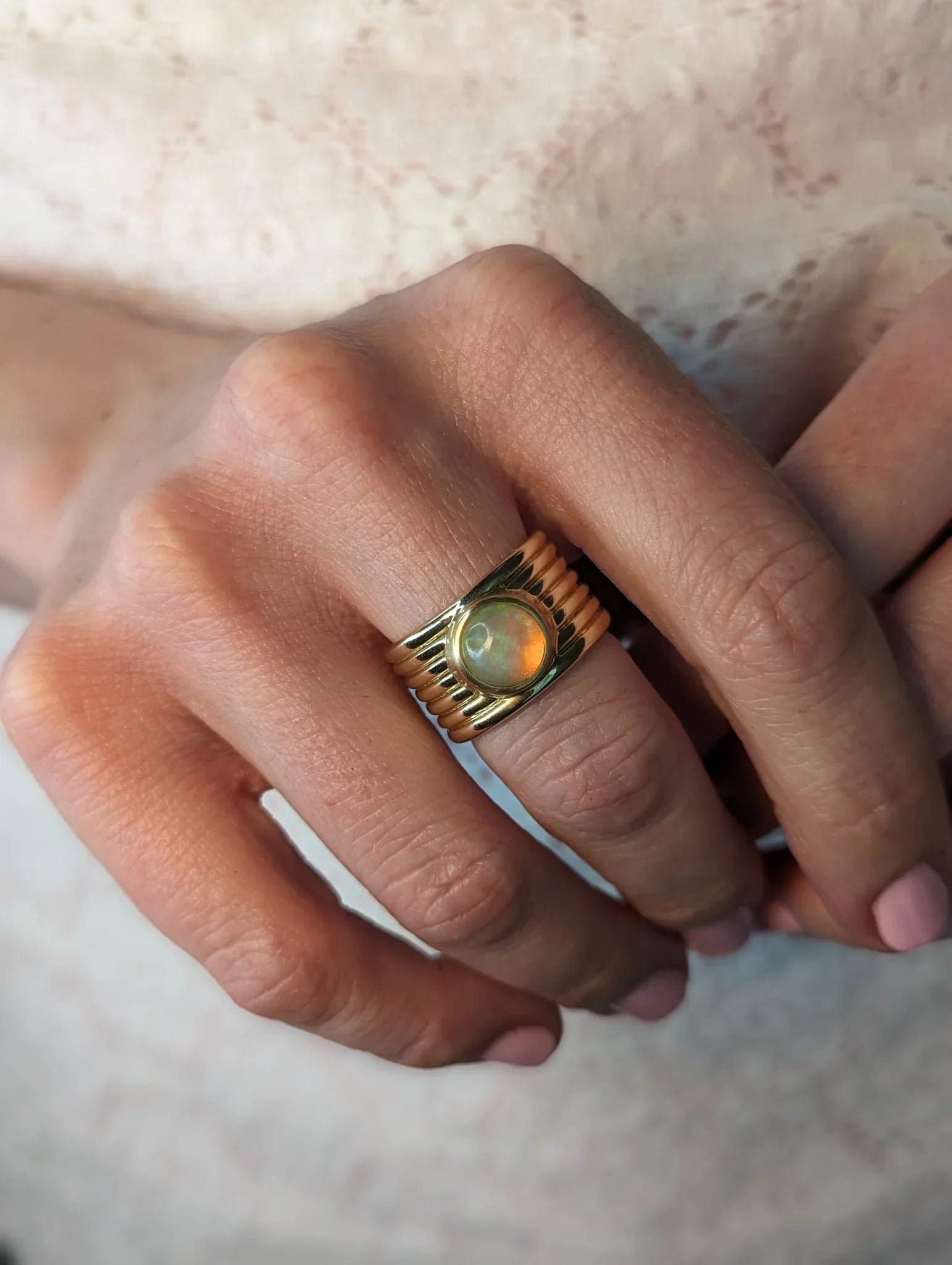 Found 14K Gold Opal Cigar Band Ring