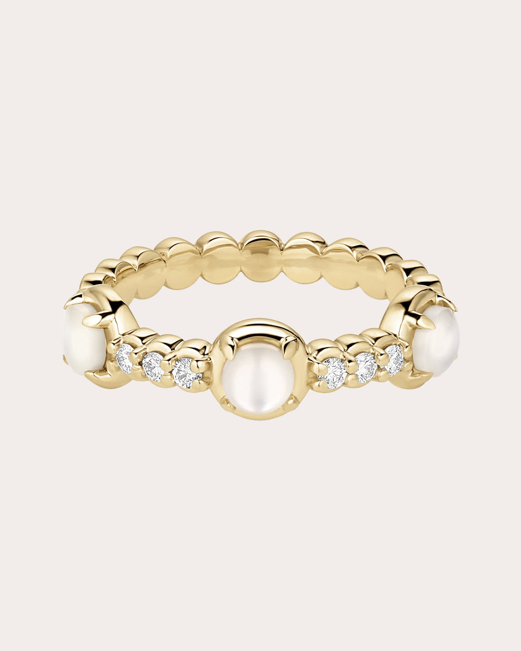 Diamond & Mother of Pearl 14k Gold Palace Bauble Ring