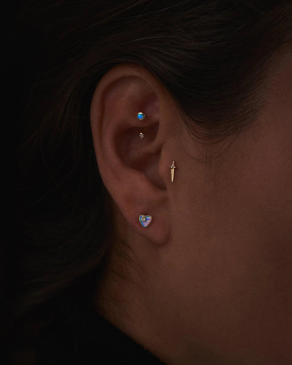 Dagger 14K Gold Diamond Single Earring