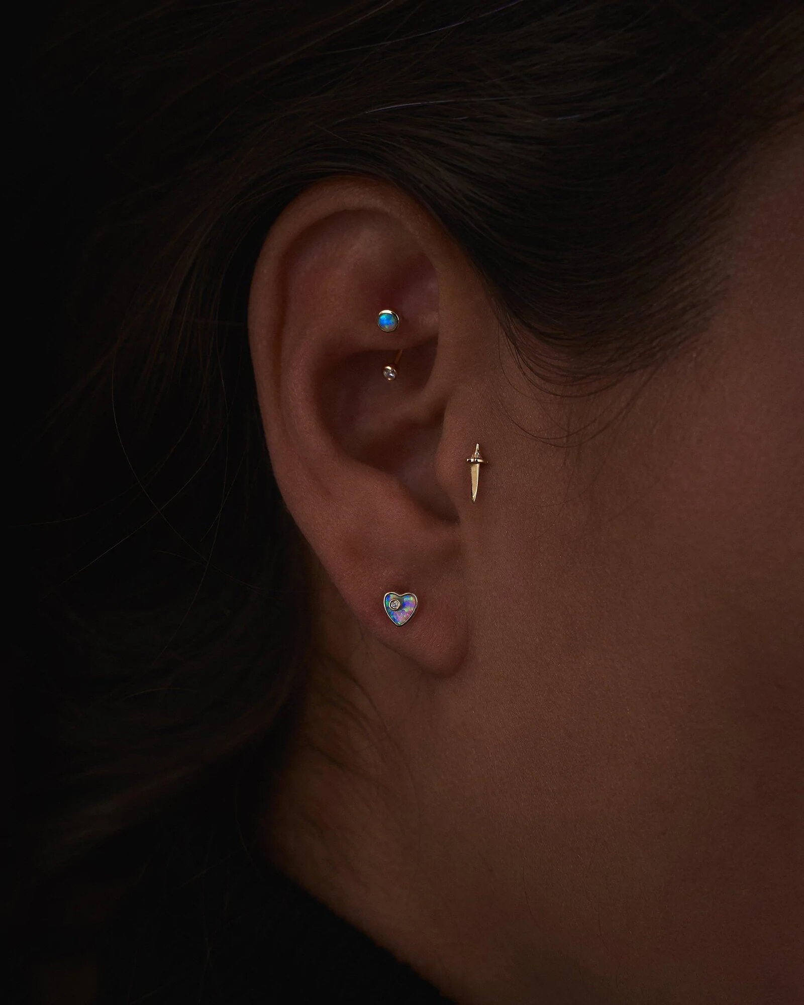 Dagger 14K Gold Diamond Single Earring