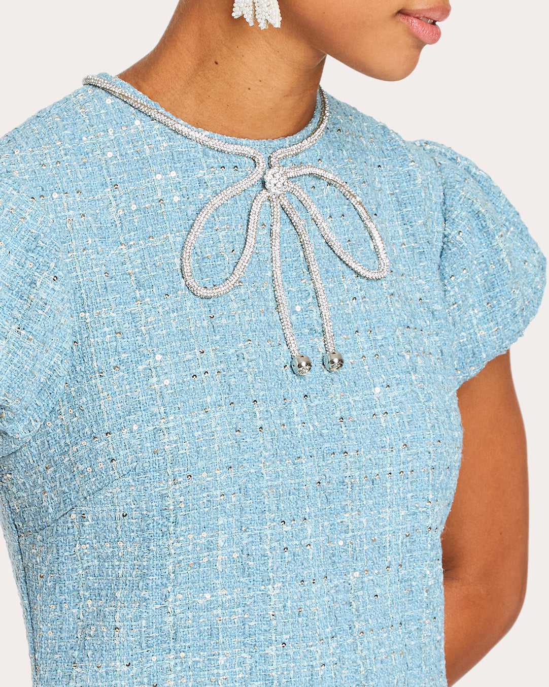 Perla Embellished Metallic Tweed Midi Dress