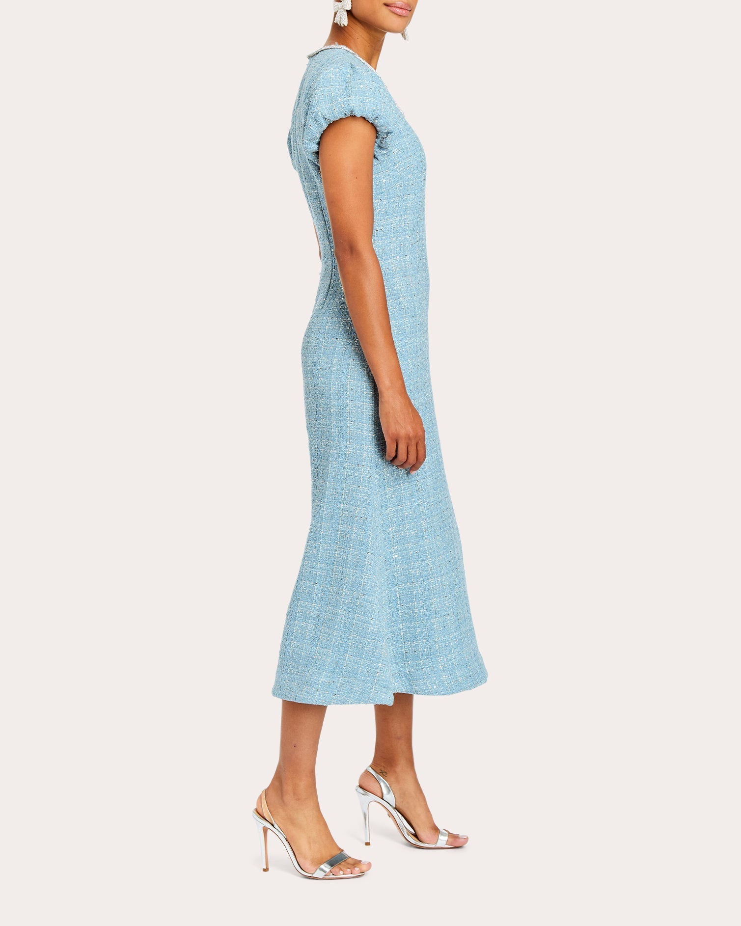 Perla Embellished Metallic Tweed Midi Dress