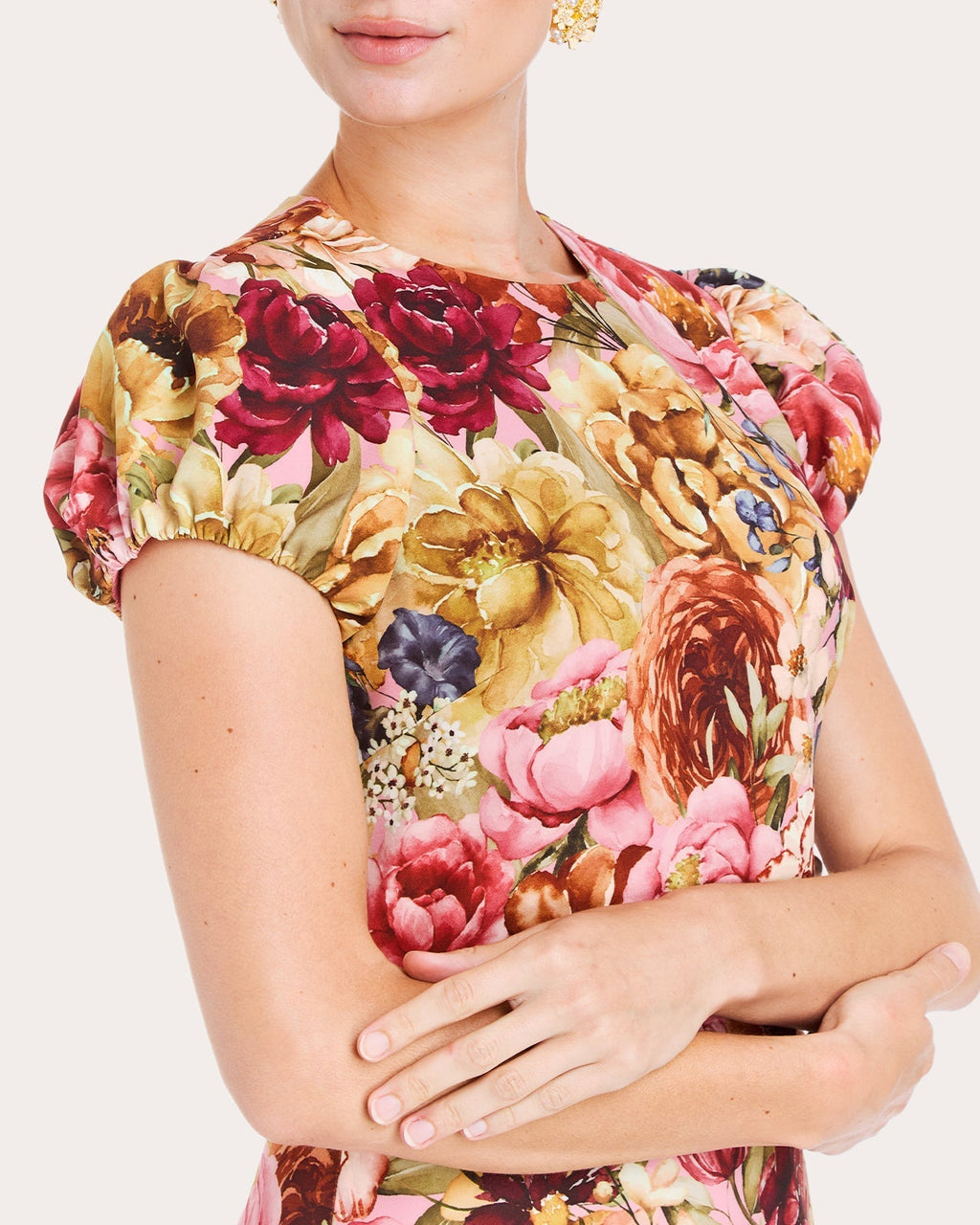 Perla Floral Crepe Midi Dress