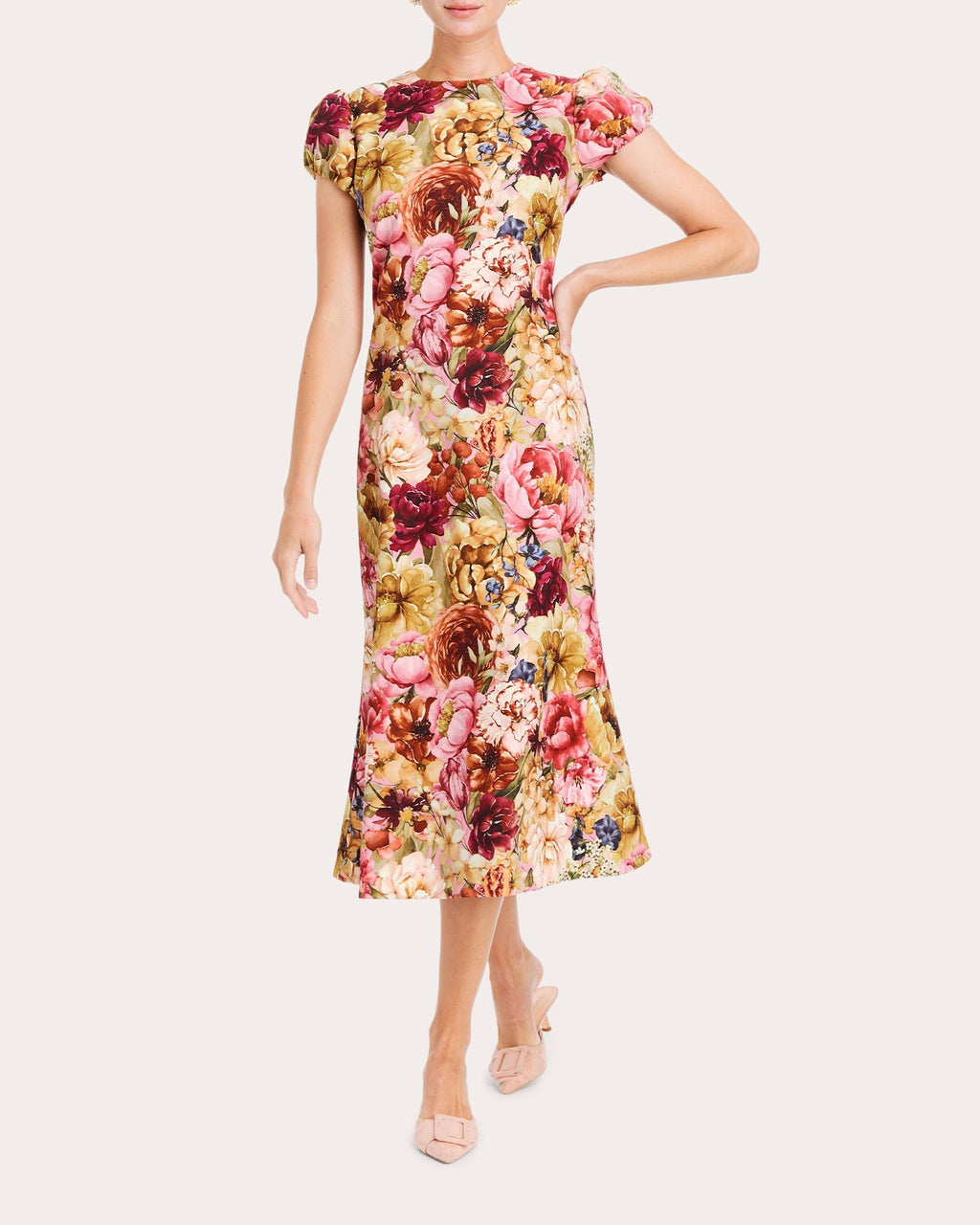 Perla Floral Crepe Midi Dress