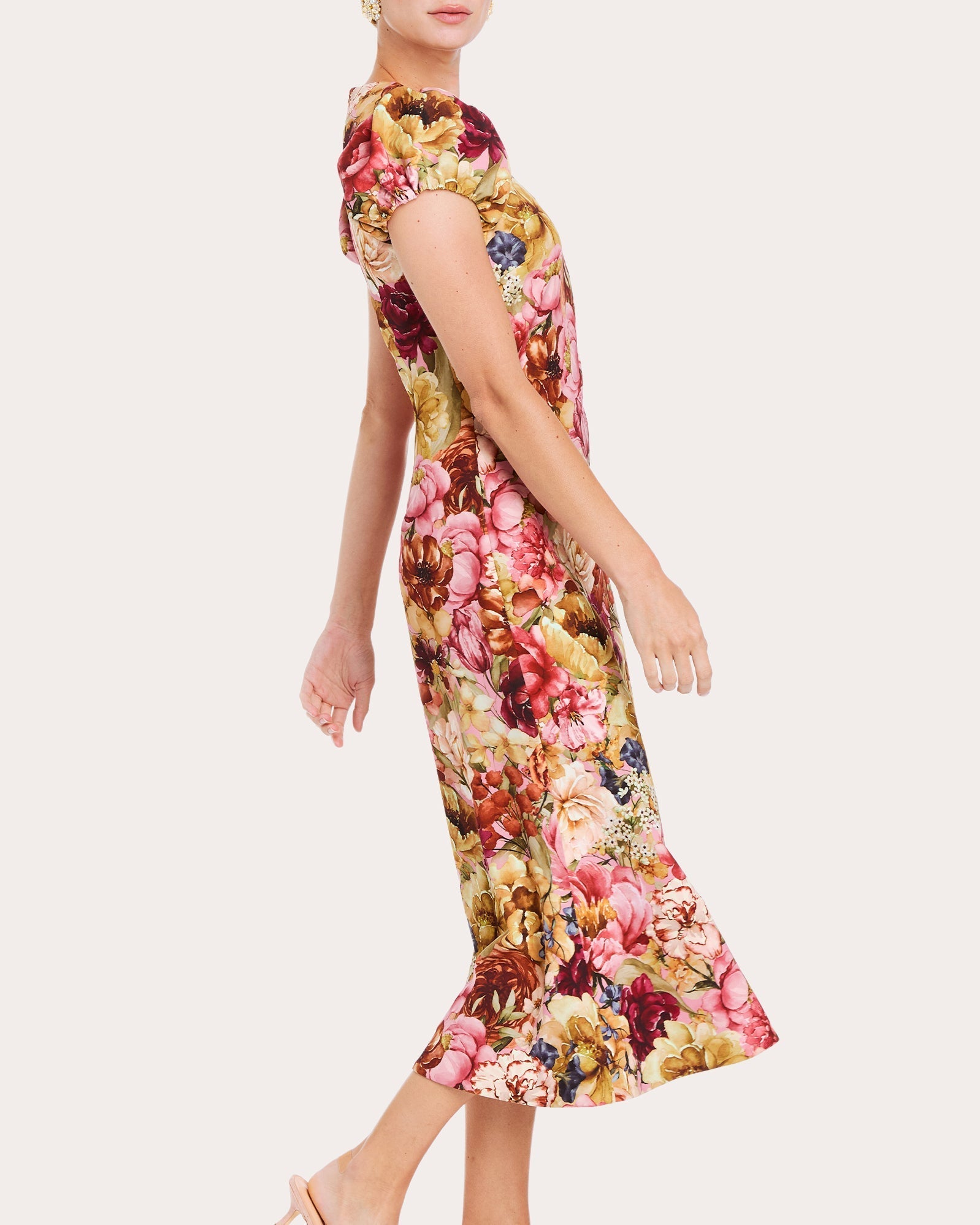 Perla Floral Crepe Midi Dress