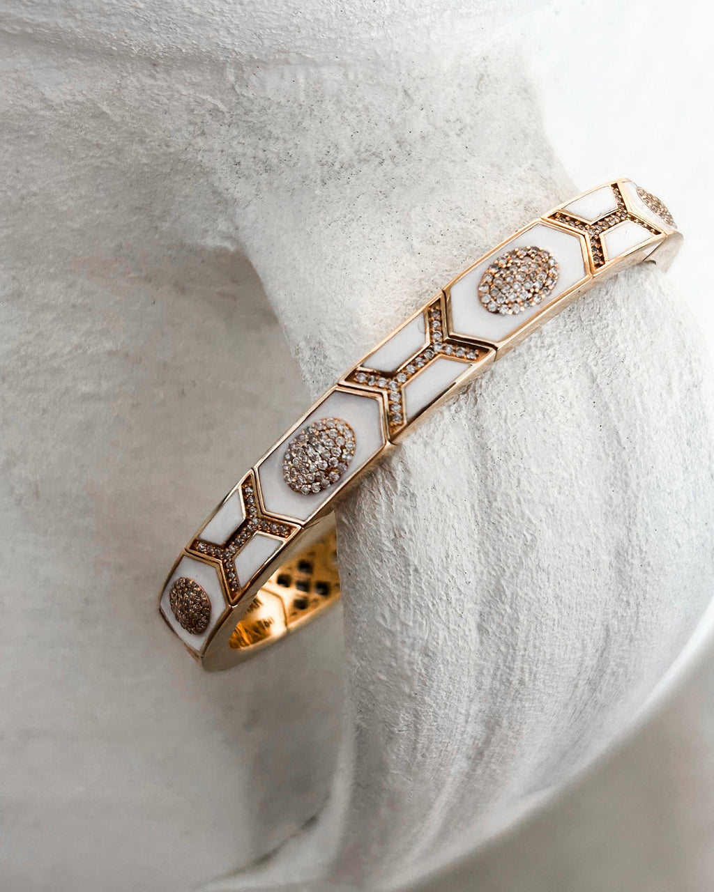 Shield 18K Gold Enamel and Diamond Cuff