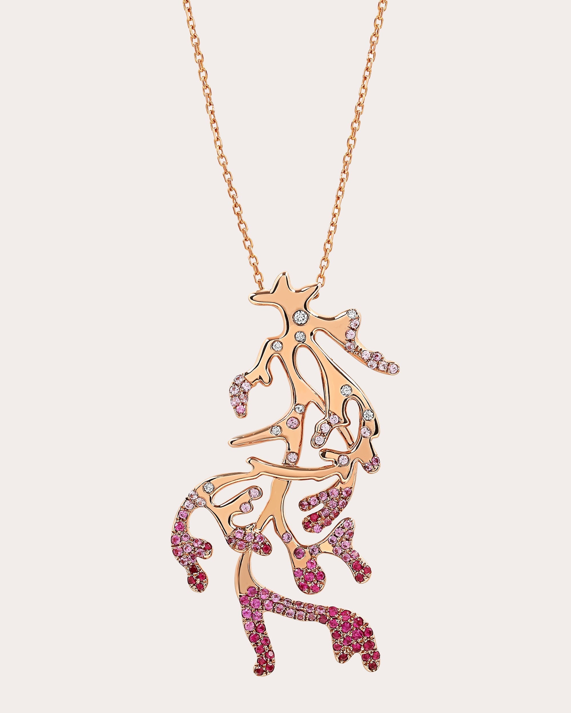 Arcadia Atoll 18K Gold Pink Sapphire and Diamond Pendant Necklace