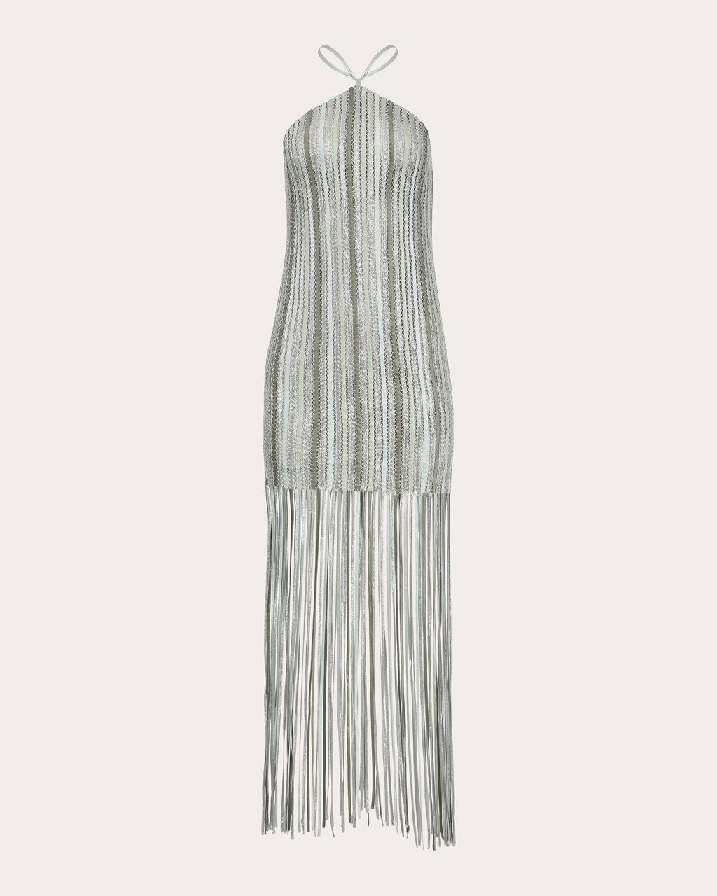 Plata Fringed Metallic Silk-Knit Midi Dress