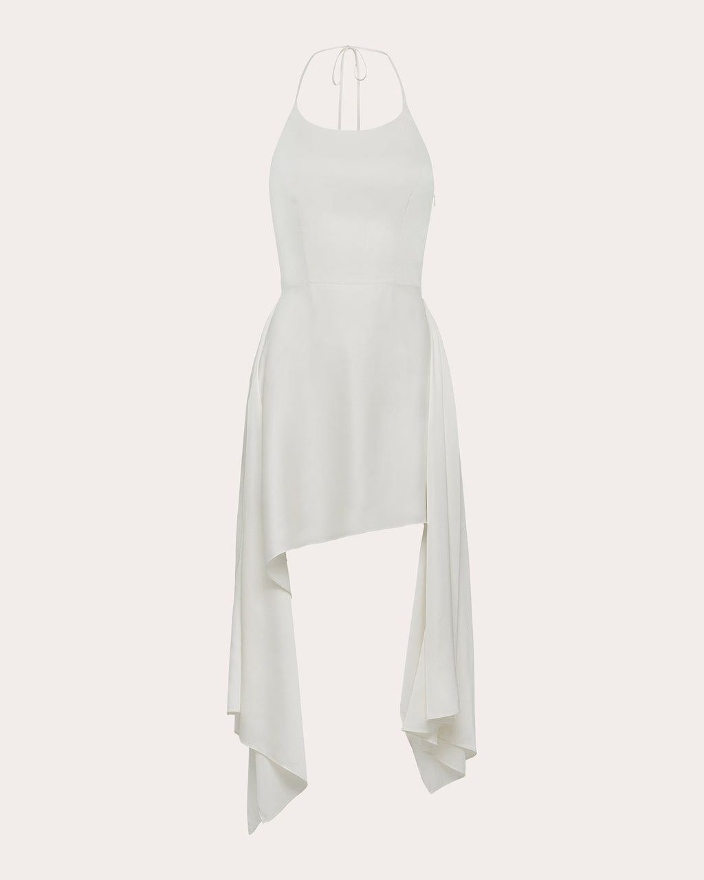 Pooja Asymmetric Satin Halterneck Mini Dress