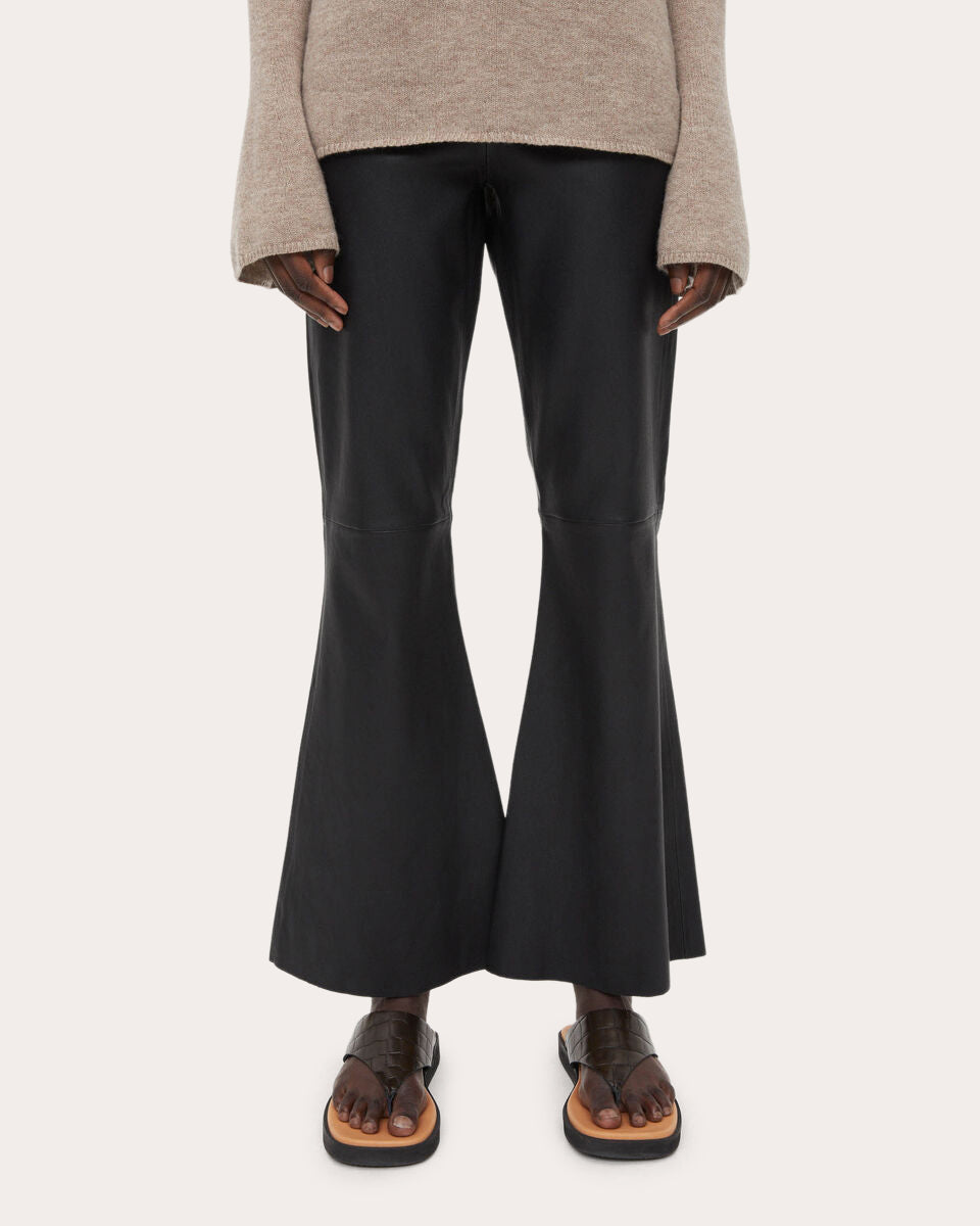 Evyline Cropped Leather Trousers