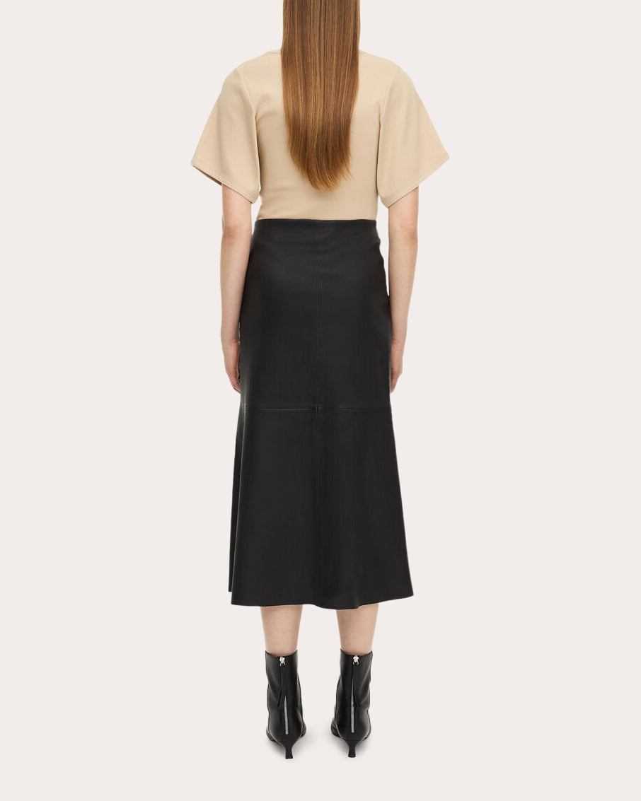 Simoas Leather Midi Skirt