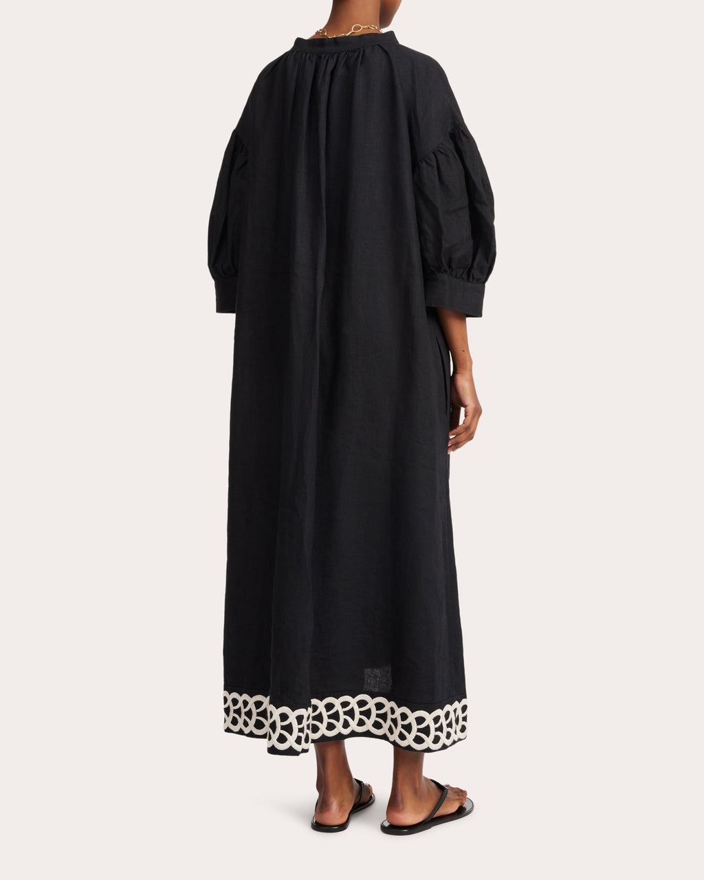 Lydea Embroidered-Linen Midi Dress