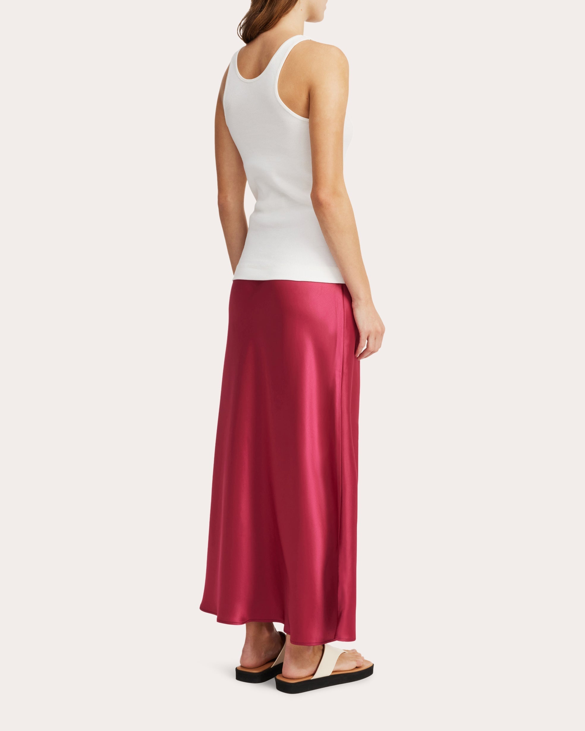 Boshan Satin Midi Skirt