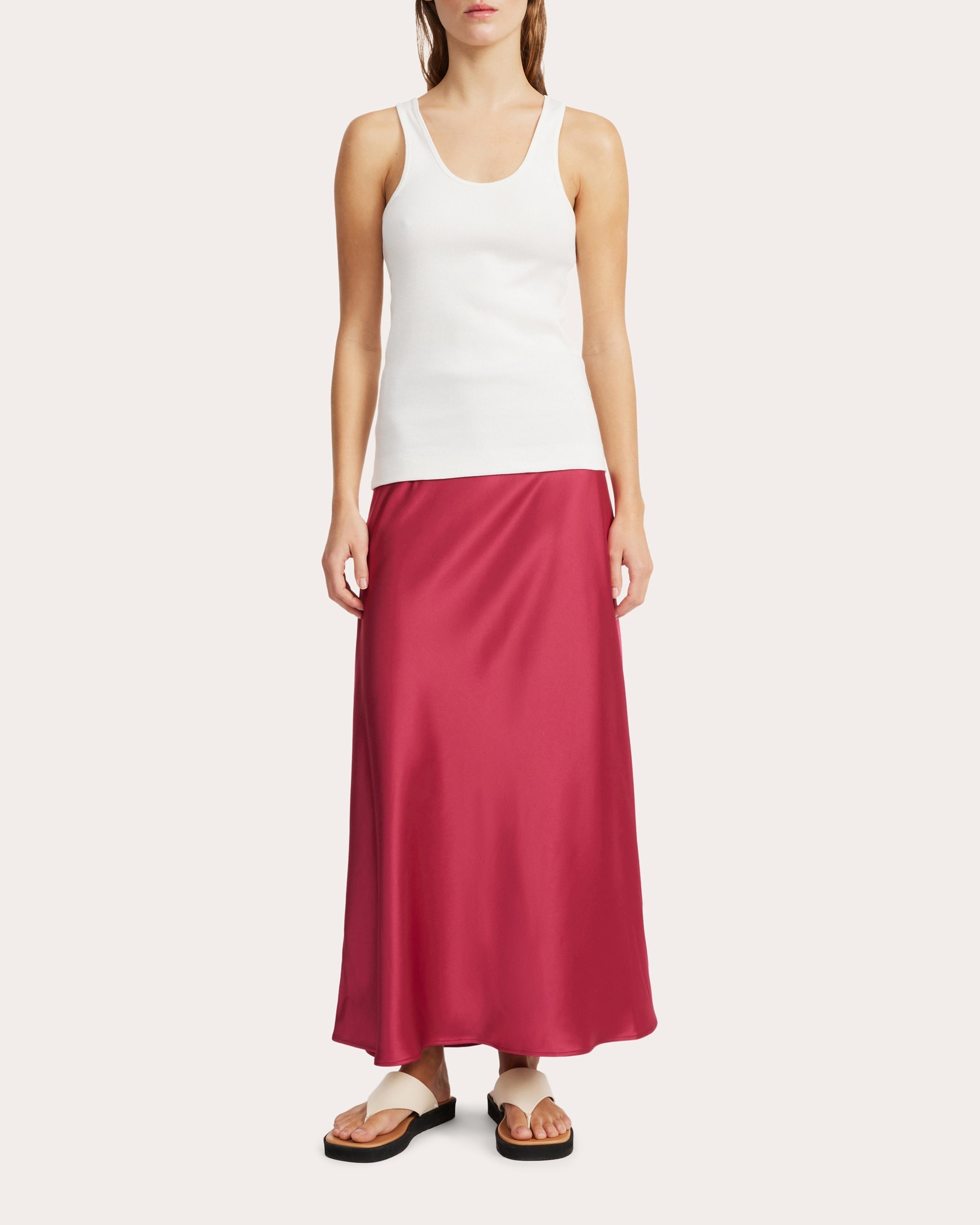 Boshan Satin Midi Skirt