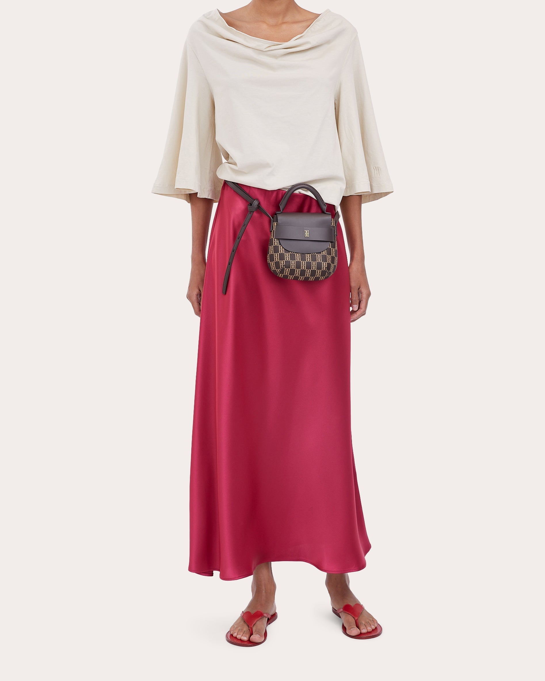 Boshan Satin Midi Skirt