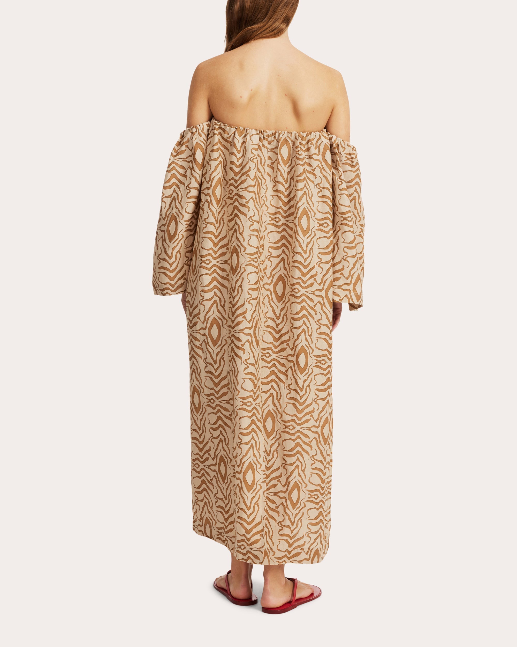 Aias Printed Linen-Blend Midi Dress