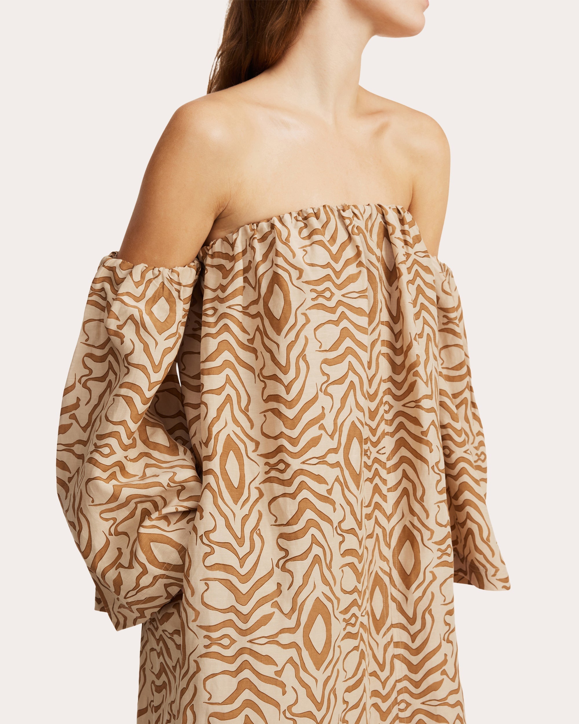 Aias Printed Linen-Blend Midi Dress