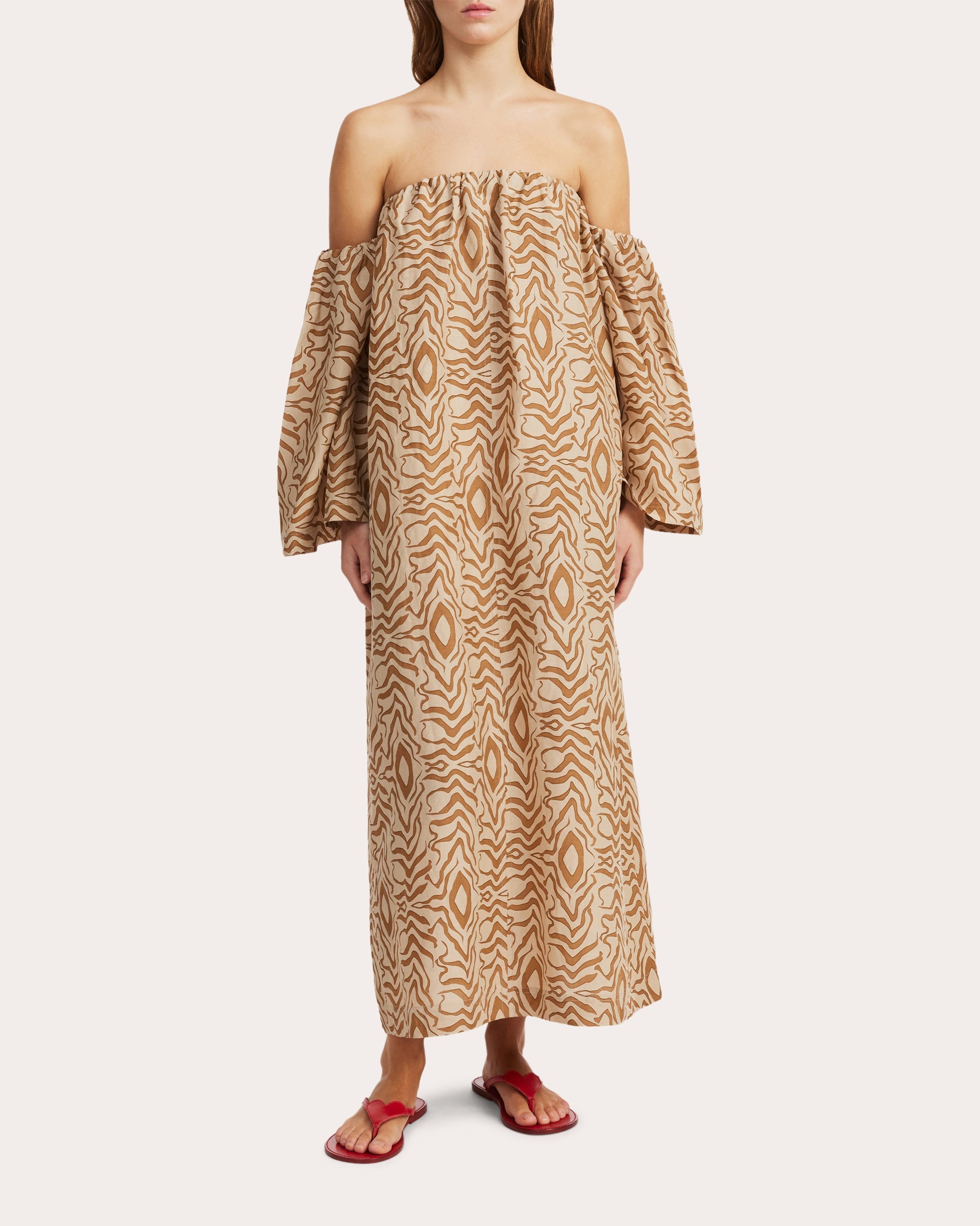 Aias Printed Linen-Blend Midi Dress