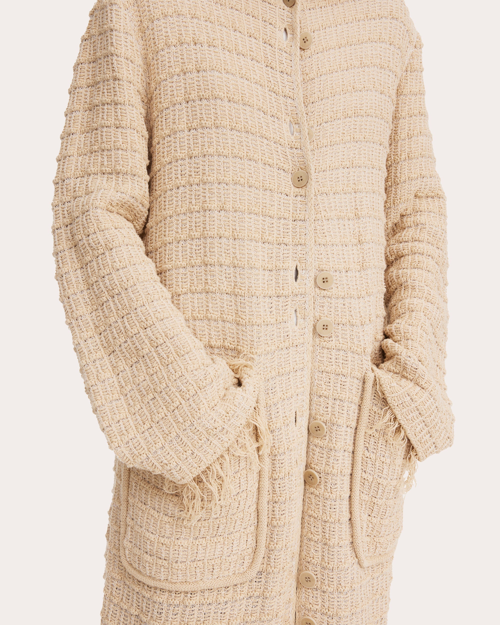 Tallula Fringed Crochet-Knit Hooded Jacket