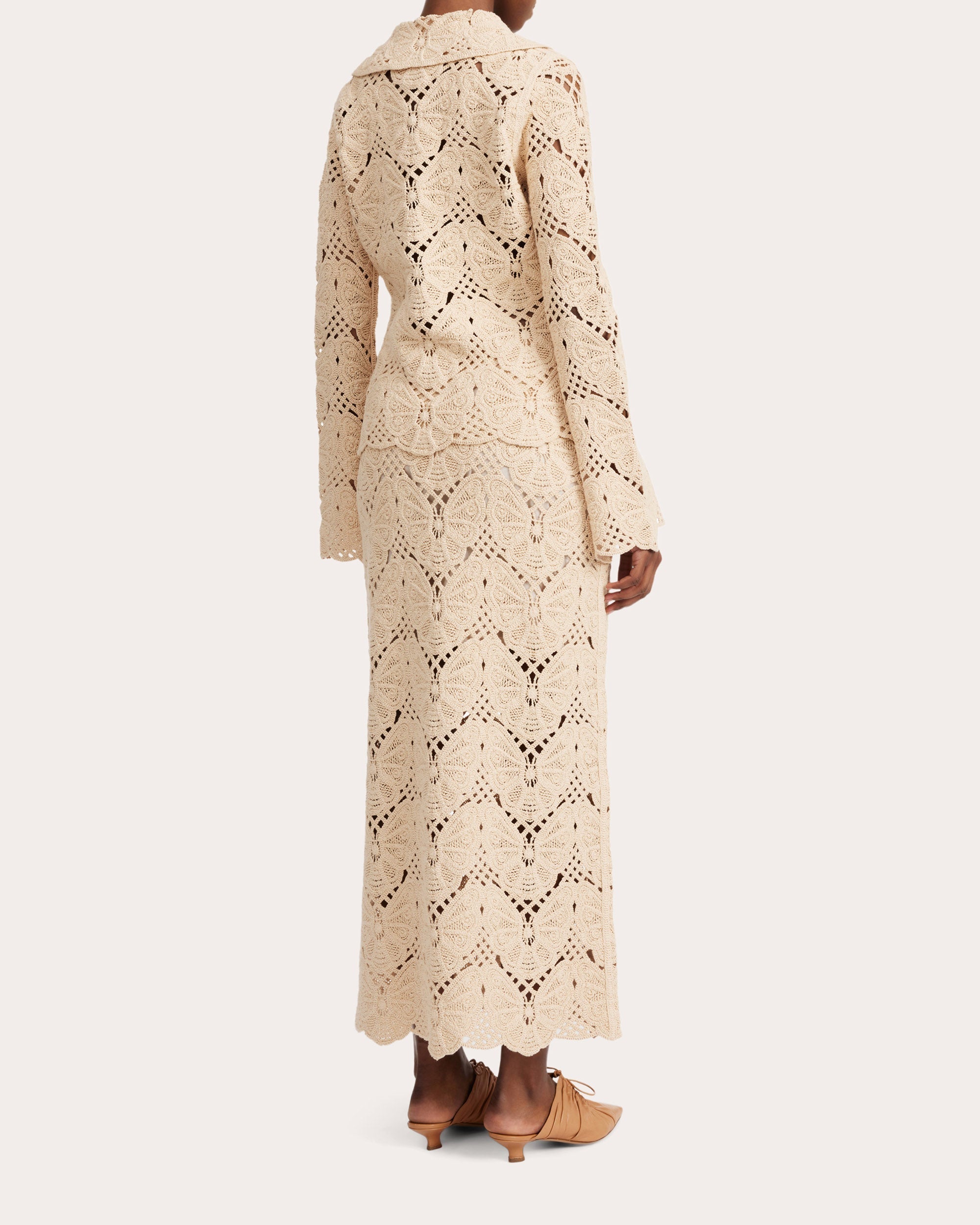 Cantala Cotton-Crochet Midi Skirt