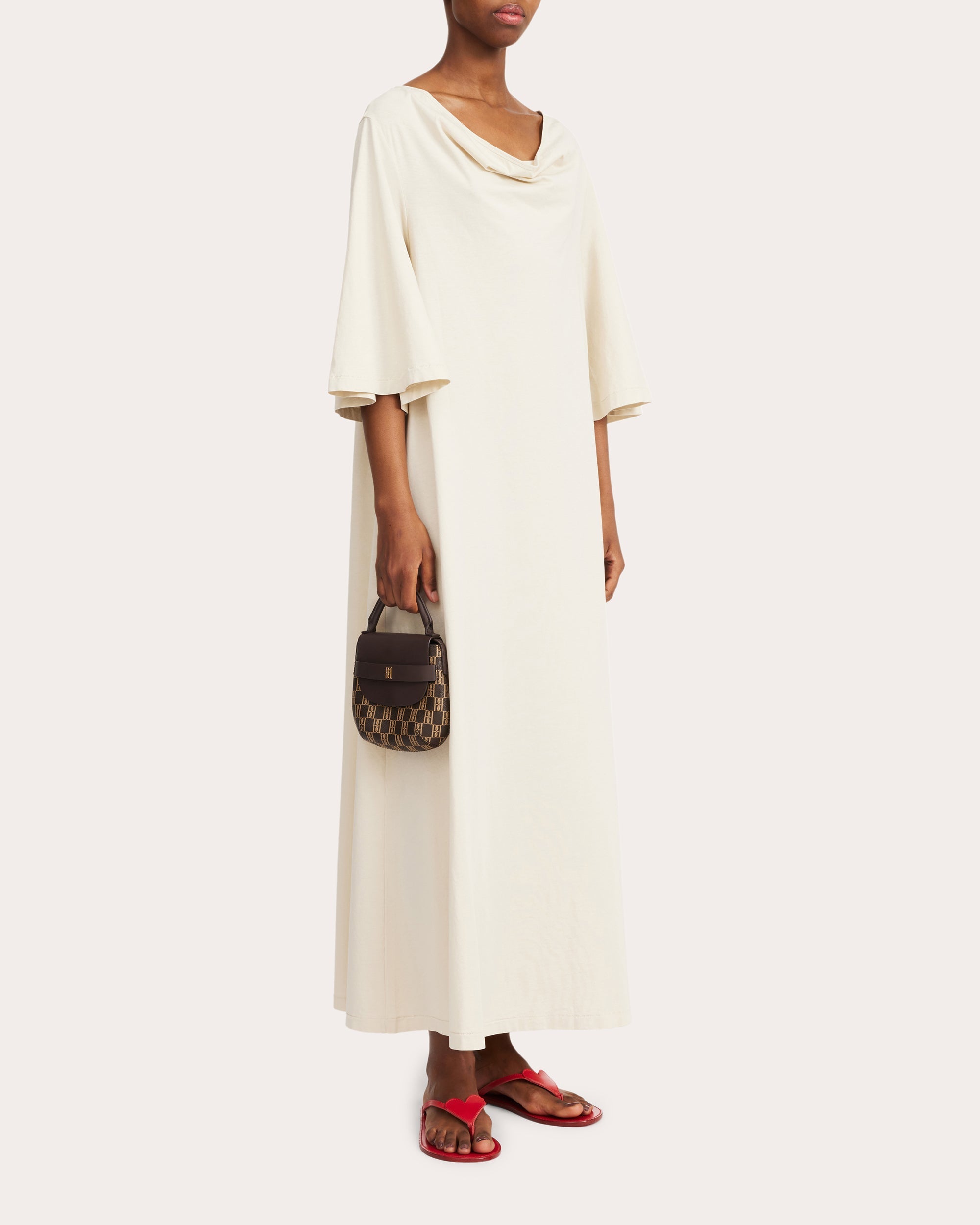 Yalia Draped Cotton Maxi Dress