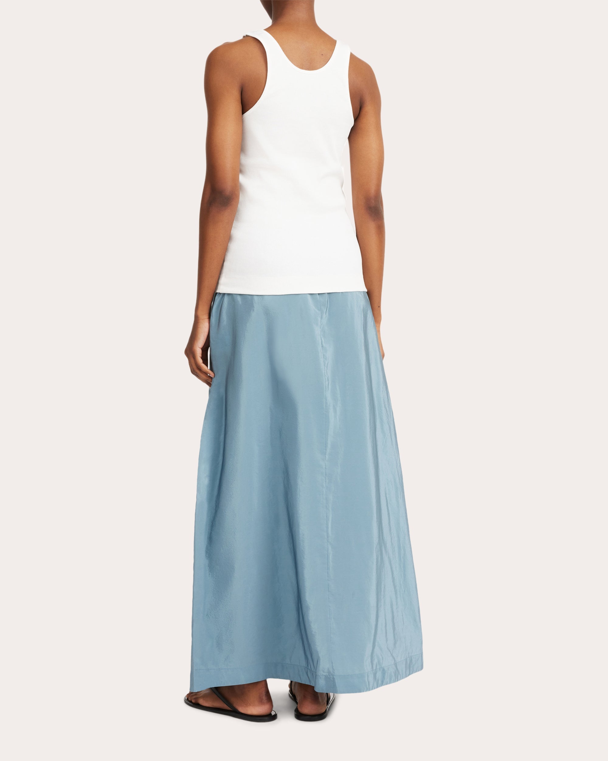 Isoldas Flared Taffeta Maxi Skirt