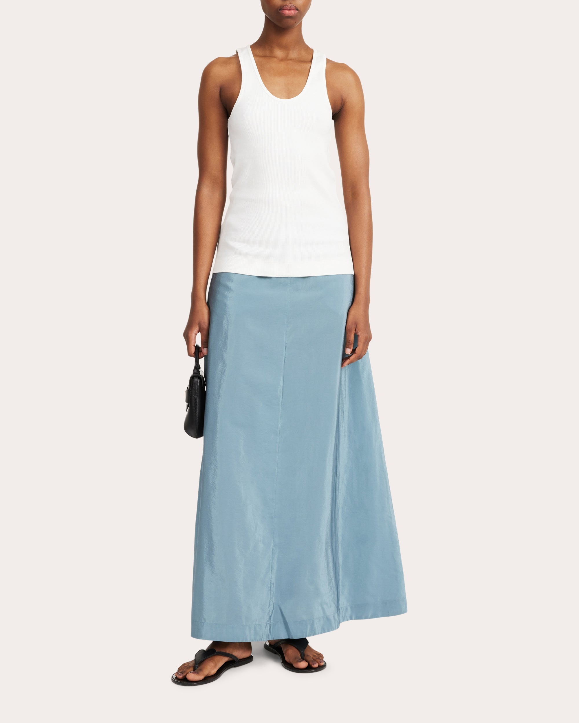 Isoldas Flared Taffeta Maxi Skirt
