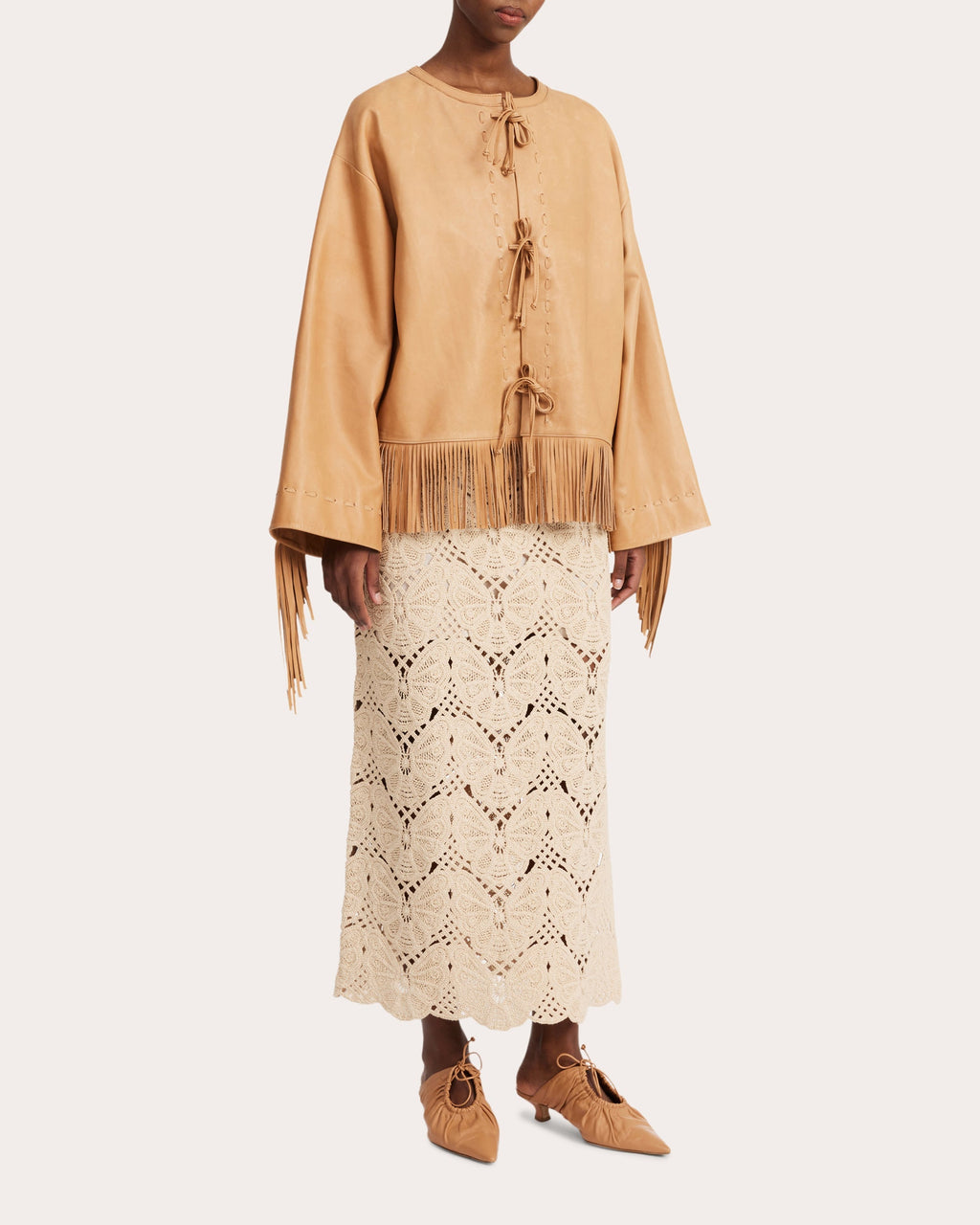 Zoena Fringed Leather Jacket