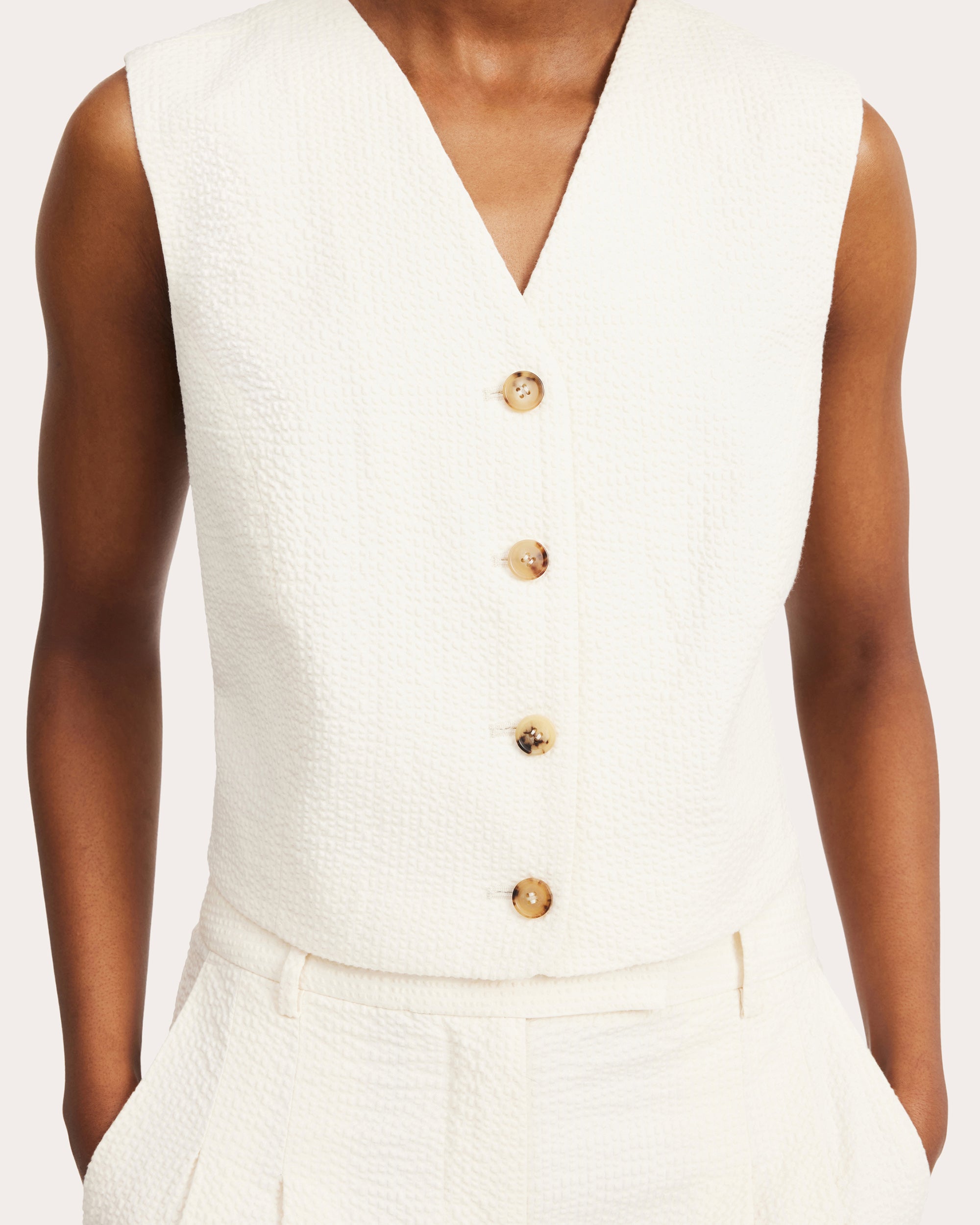 Blaire Textured Stretch-Cotton Vest