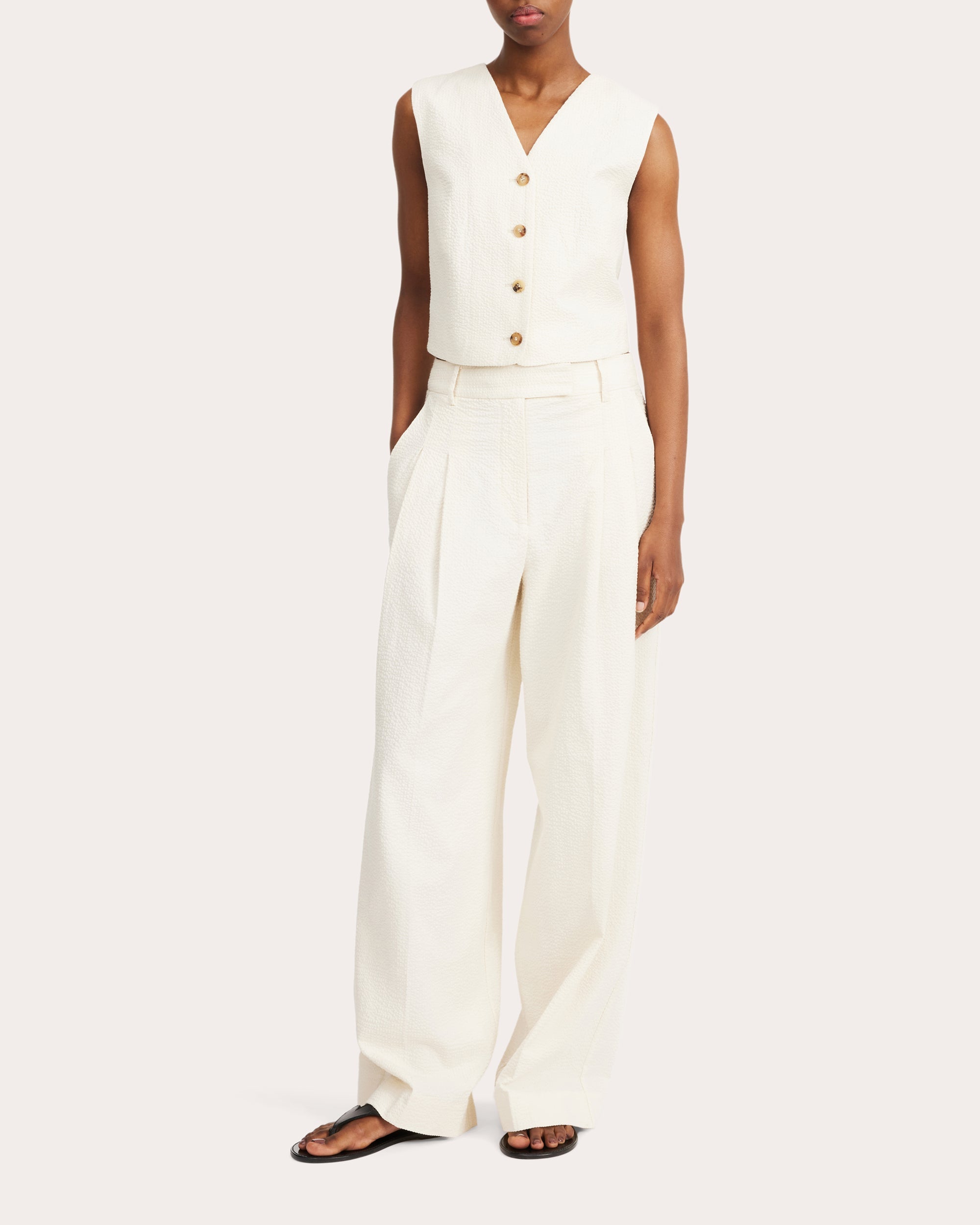 Blaire Textured Stretch-Cotton Vest