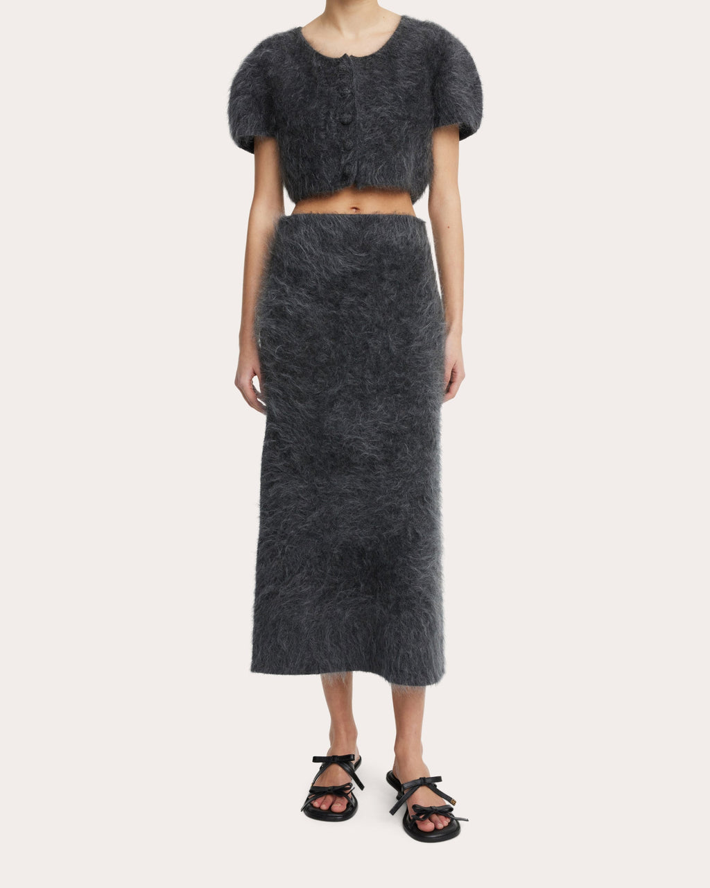 Estille Wool-Mohair Blend Midi Skirt