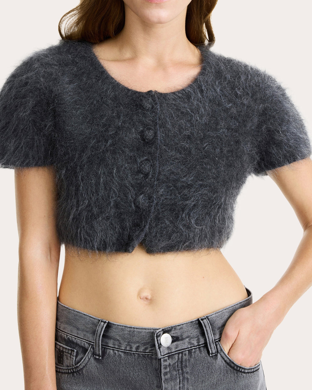 Zhara Cropped Wool-Mohair Blend Sweater