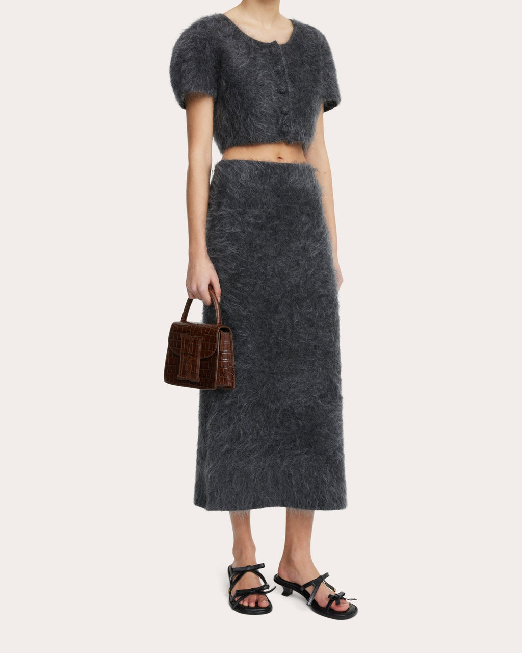 Estille Wool-Mohair Blend Midi Skirt