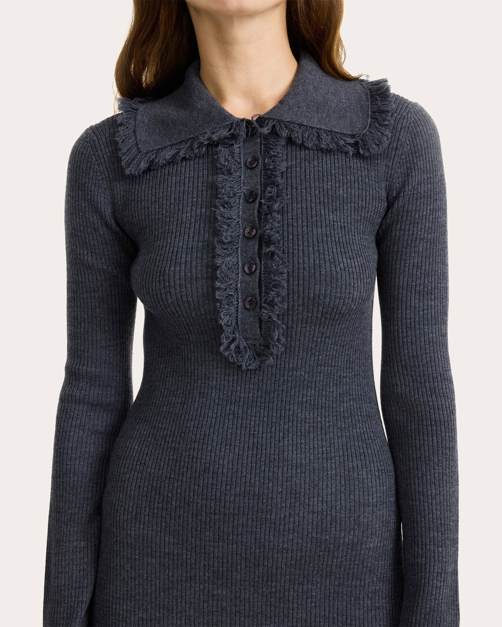 Tonai Fringed Knit Wool Mini Dress