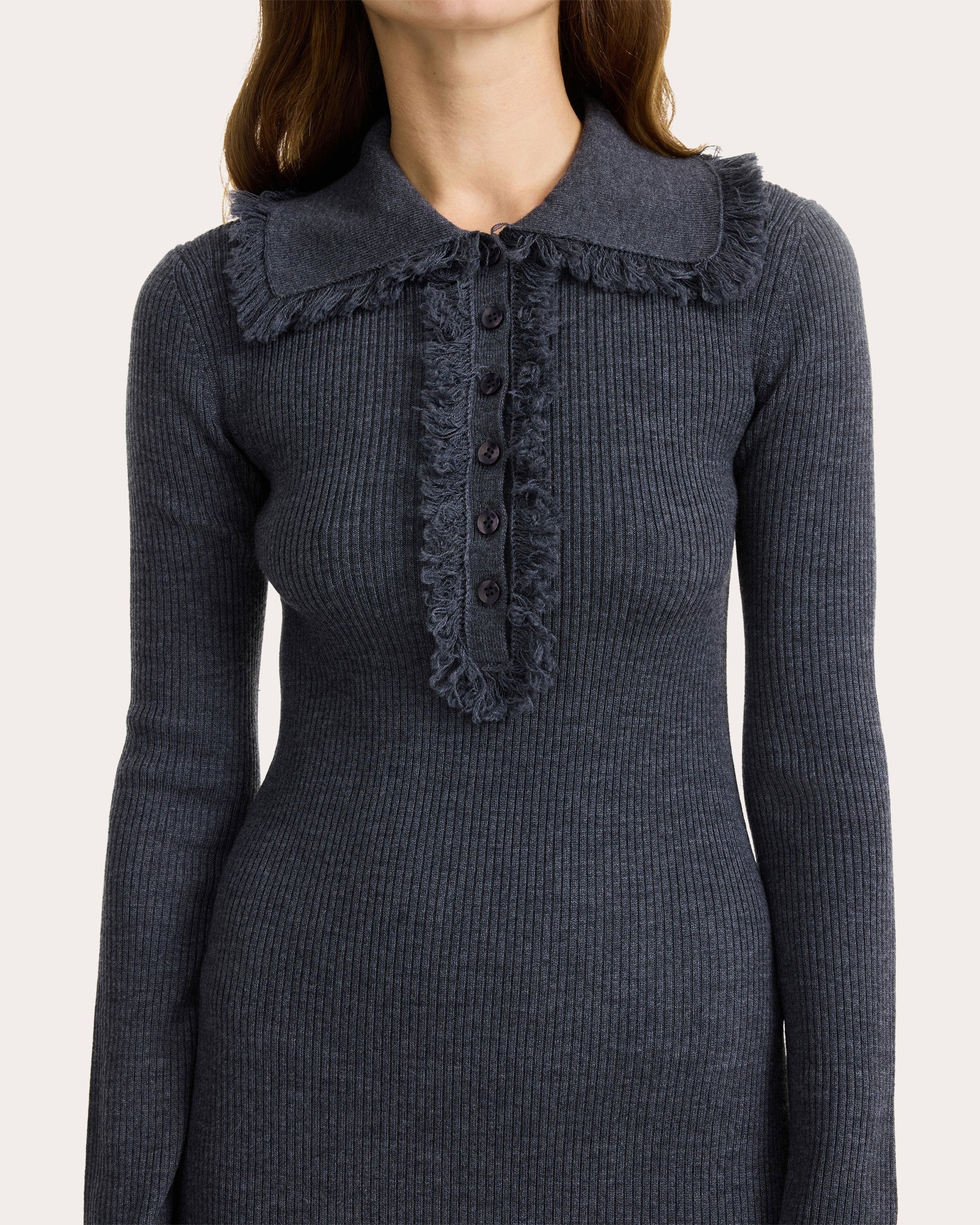Tonai Fringed Knit Wool Mini Dress