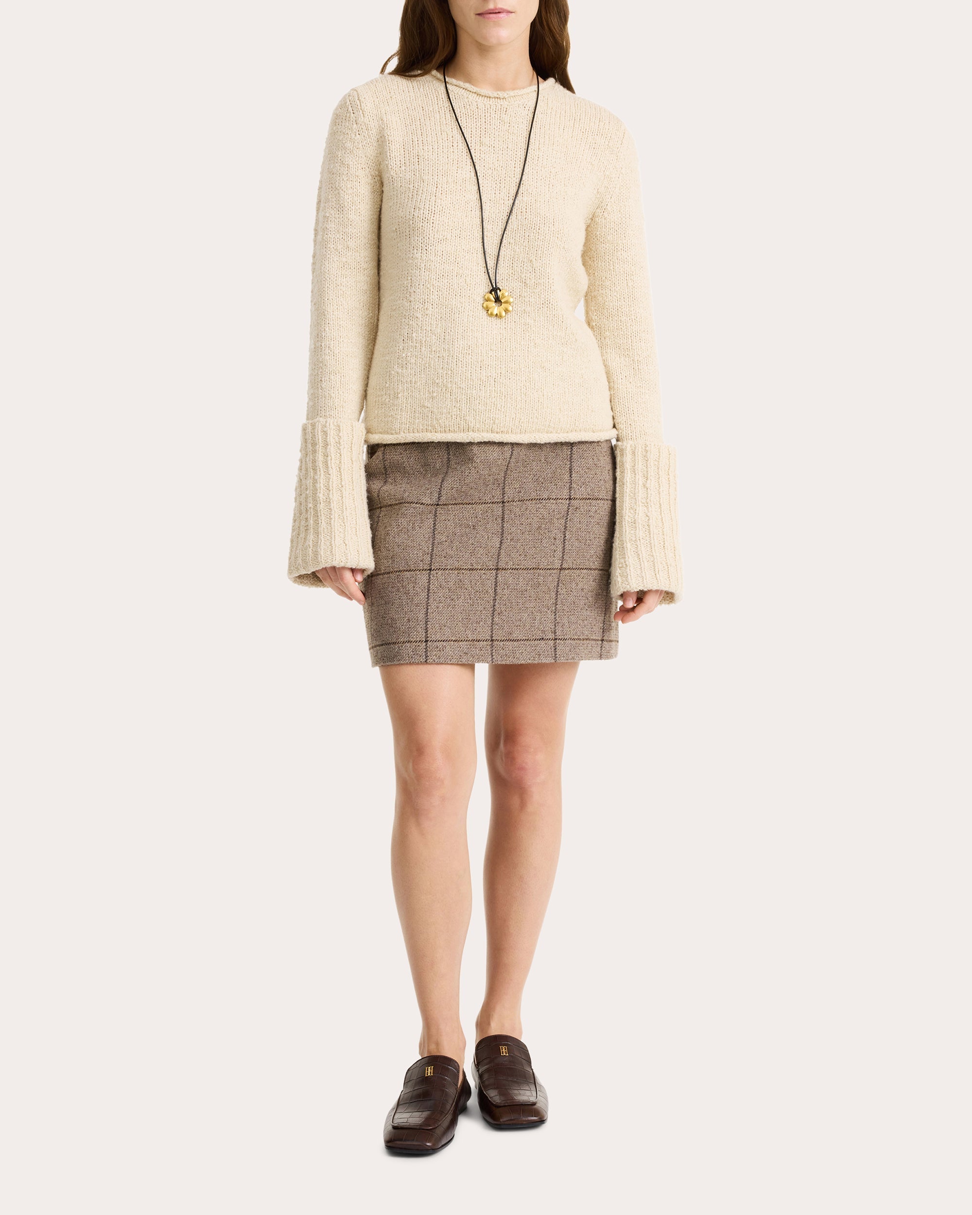 Vestlinge Checked Wool-Blend Mini Skirt